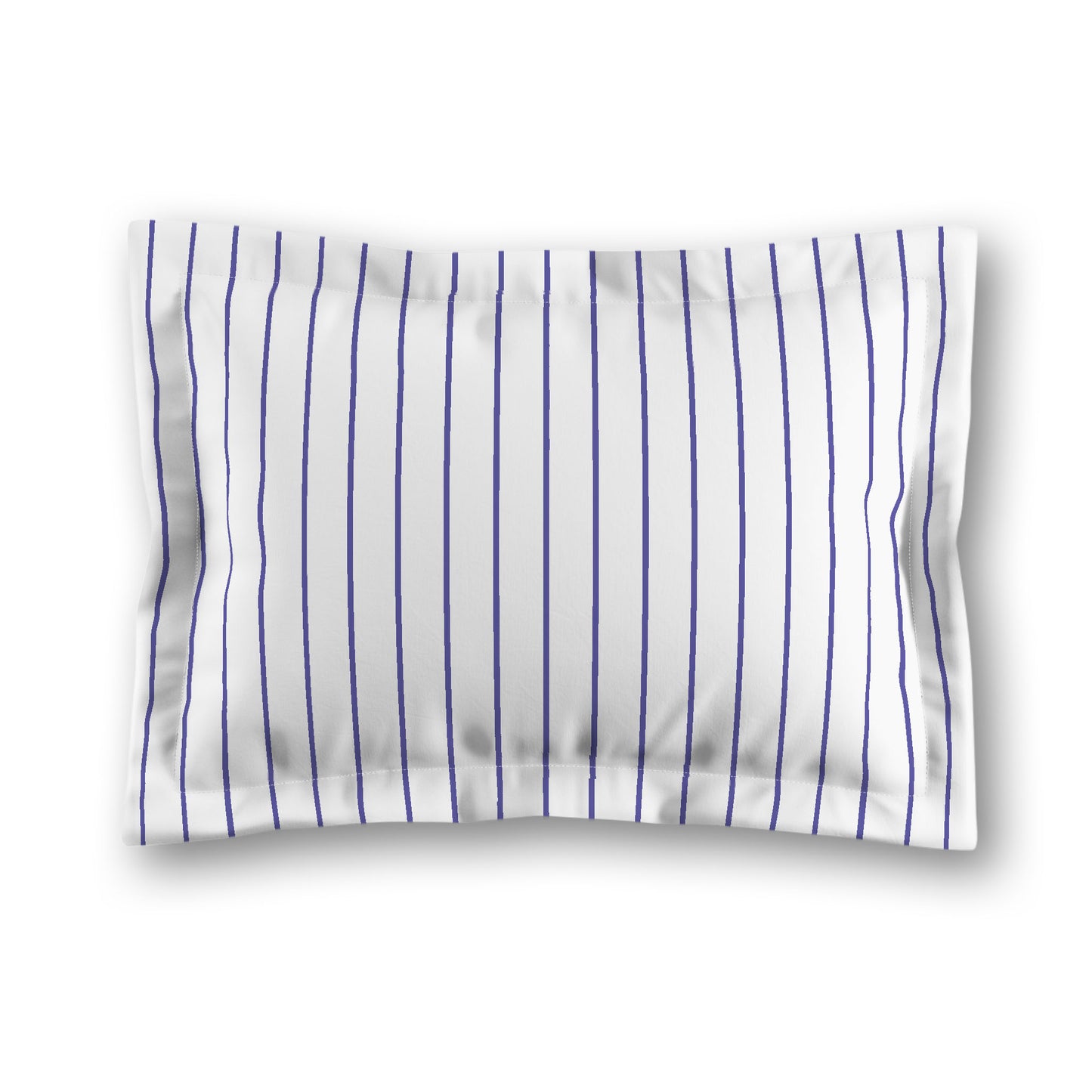 White Microfiber Sham with Flange, Purple Stripes on Front, White Reverse Side, King - 22 x 38 inches