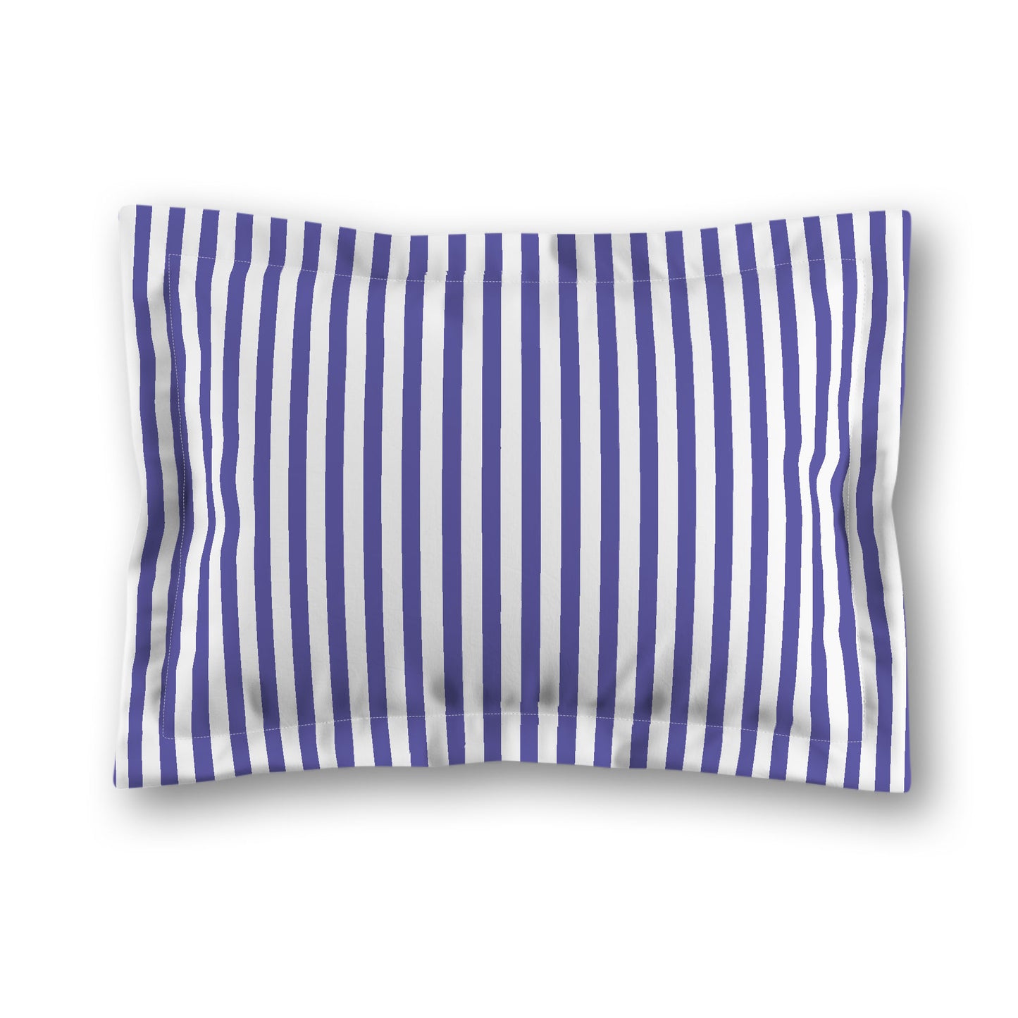 White Microfiber Sham with Flange, Thin Purple Bars on Front, White Reverse Side, King - 22 x 38 inches