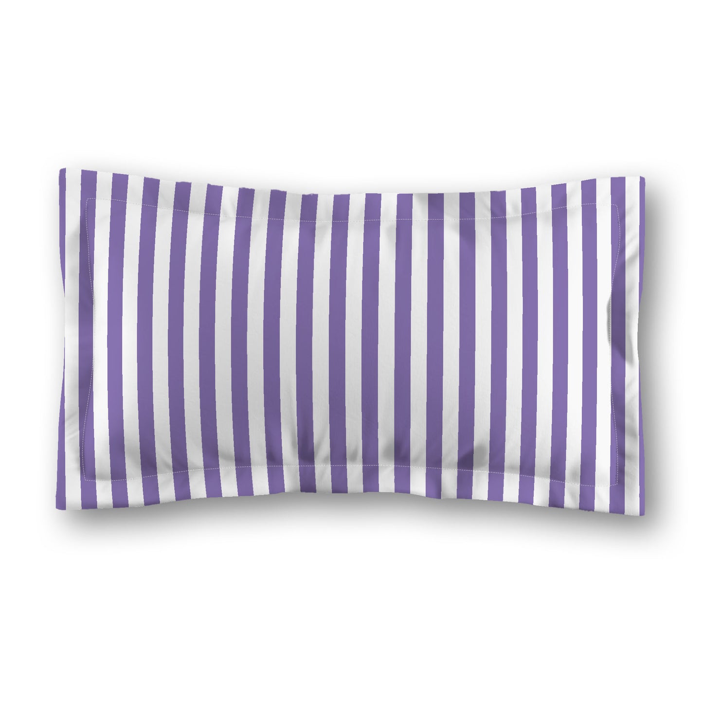 White Microfiber Sham with Flange, Purple Bars on Front, Standard - 22 x 30 inches
