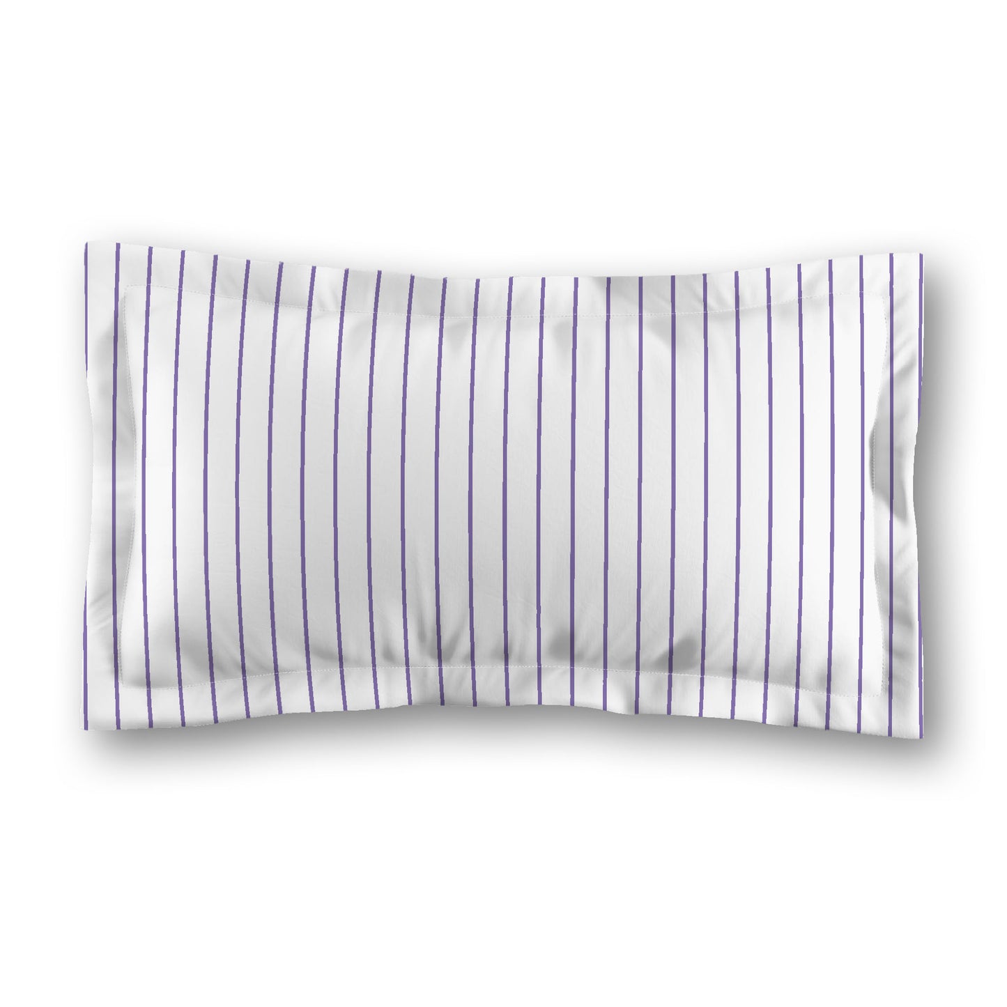 White Microfiber Sham with Flange, Purple Stripes on Front, White Reverse Side, Standard - 22 x 30 inches