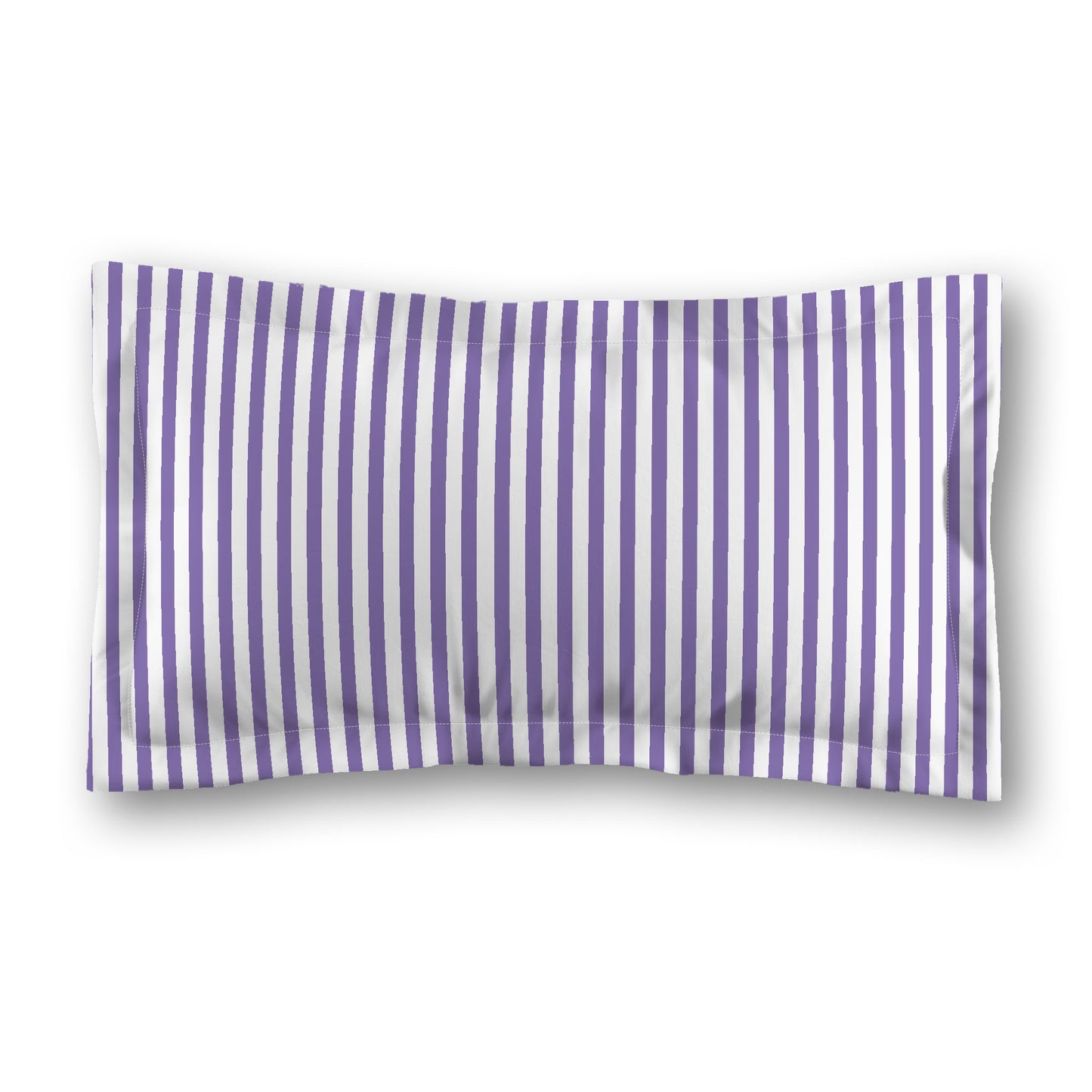 White Microfiber Sham with Flange, Thin Purple Bars on Front, White Reverse Side, Standard - 22 x 30 inches