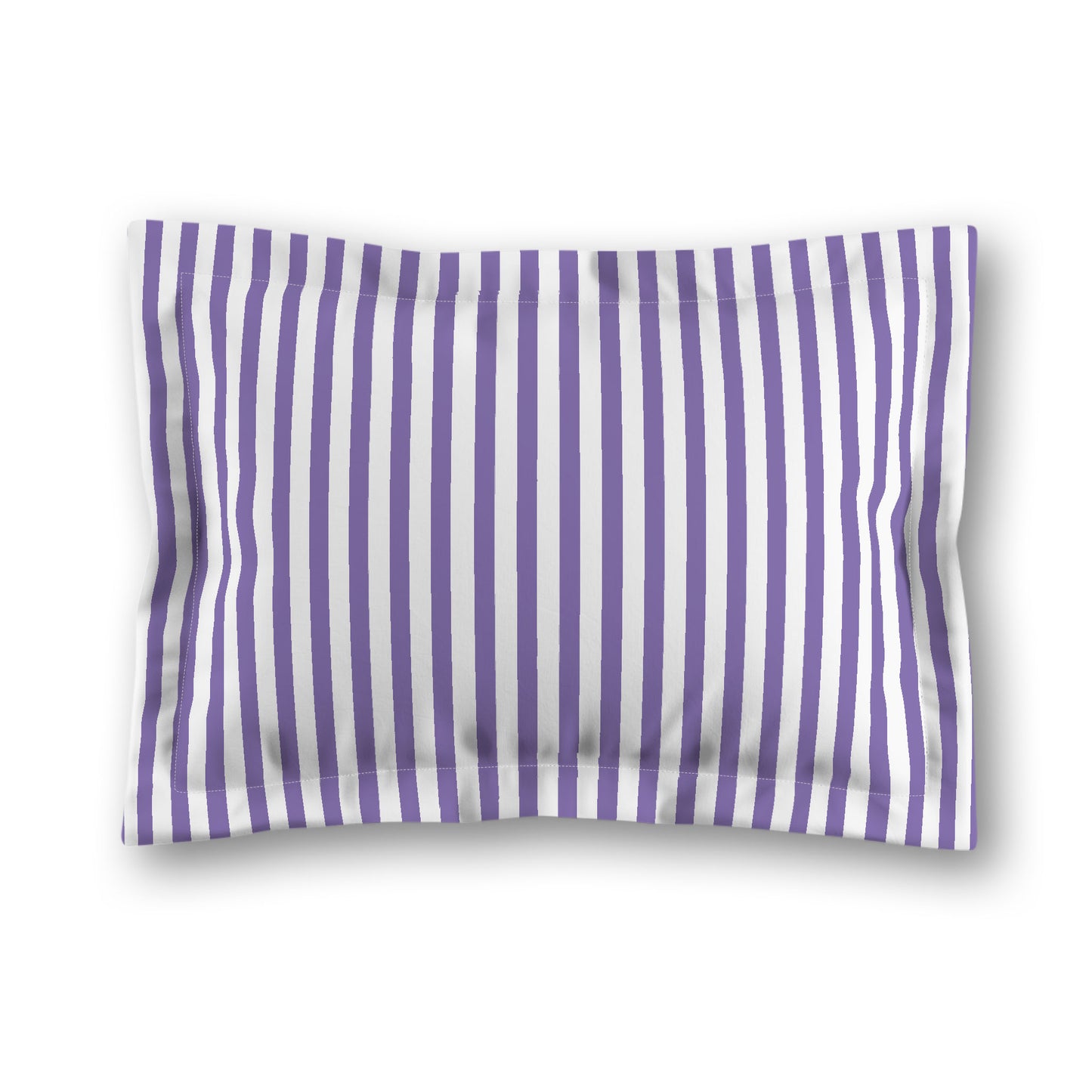 White Microfiber Sham with Flange, Thin Purple Bars on Front, White Reverse Side, King - 22 x 38 inches