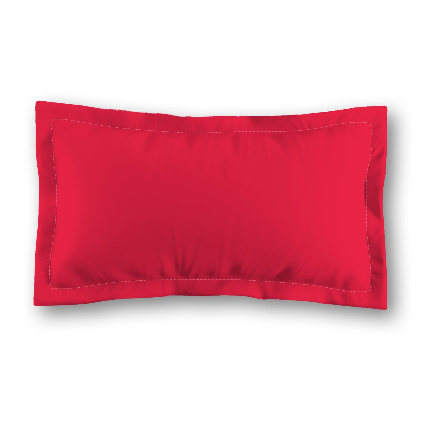 Red Microfiber Sham with Flange, White Reverse Side, Standard - 22 x 30 inches