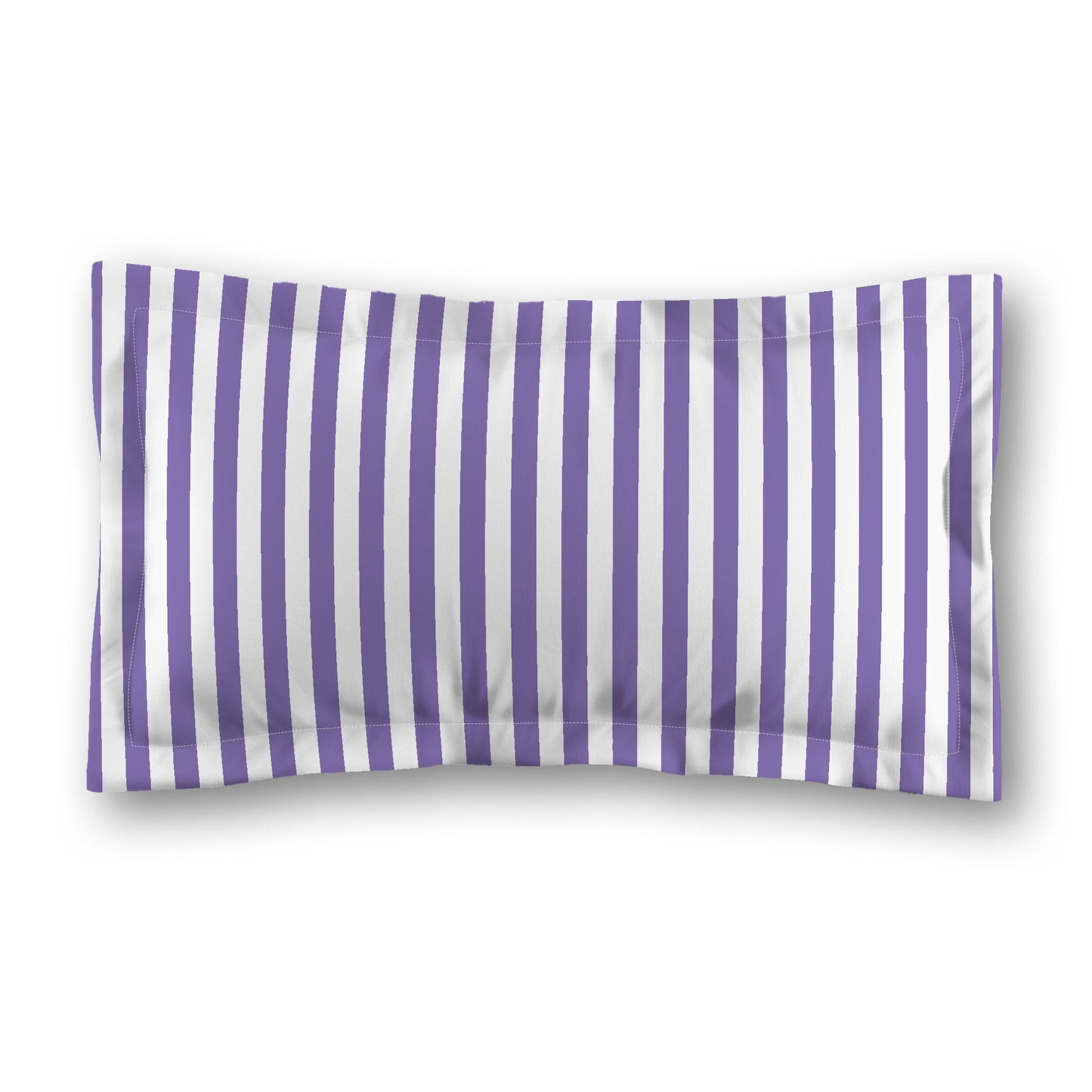 White Microfiber Sham with Flange, Purple Bars on Front, Standard - 22 x 30 inches