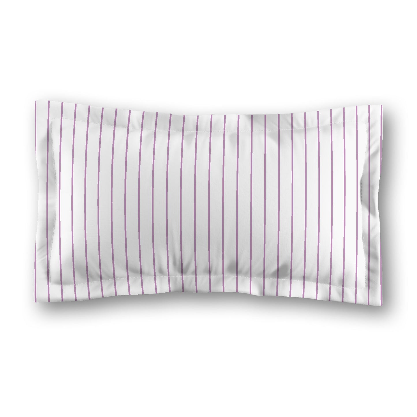 White Microfiber Sham with Flange, Mauve Stripes on Front, White Reverse Side, Standard - 22 x 30 inches