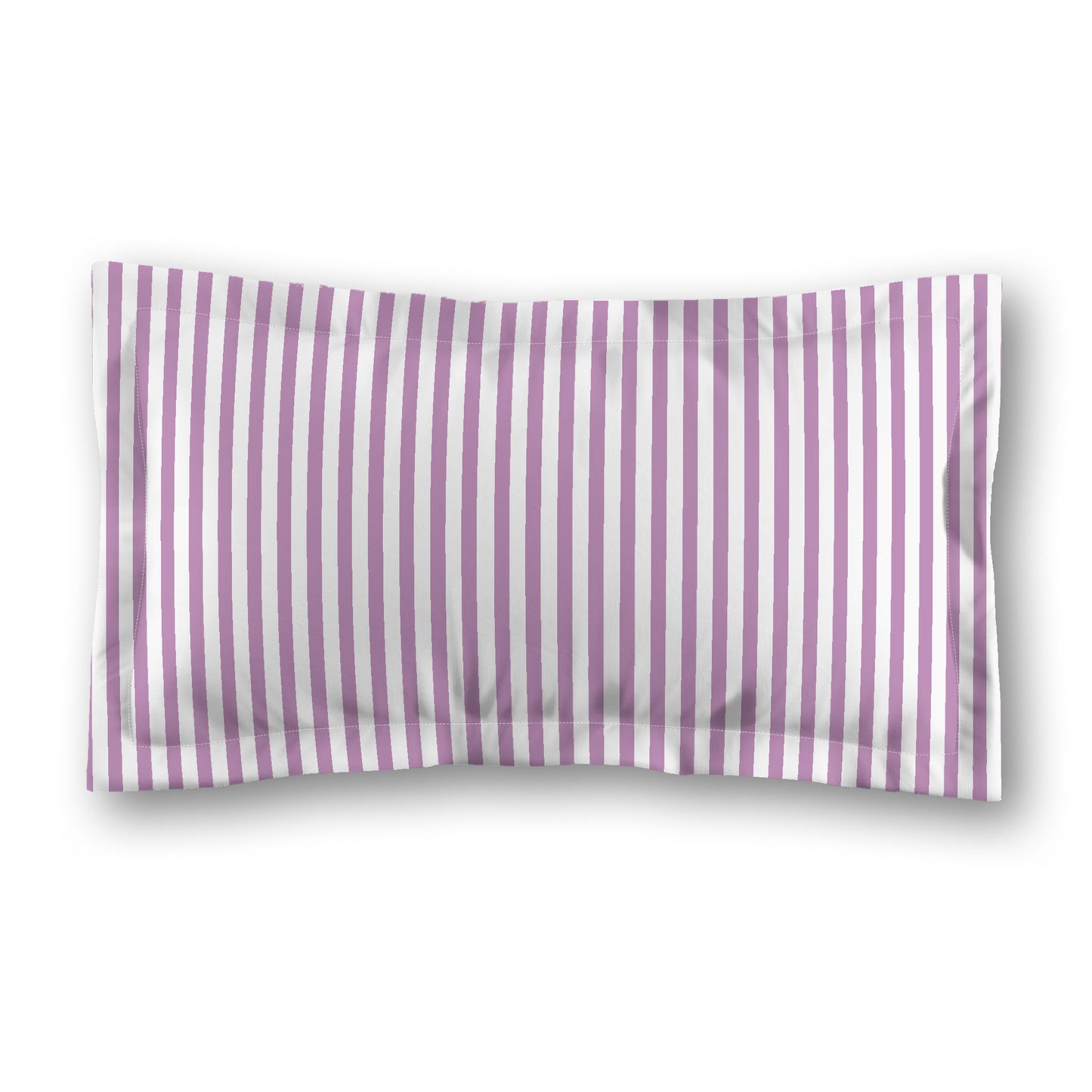 White Microfiber Sham with Flange, Thin Mauve Bars on Front, White Reverse Side, Standard - 22 x 30 inches