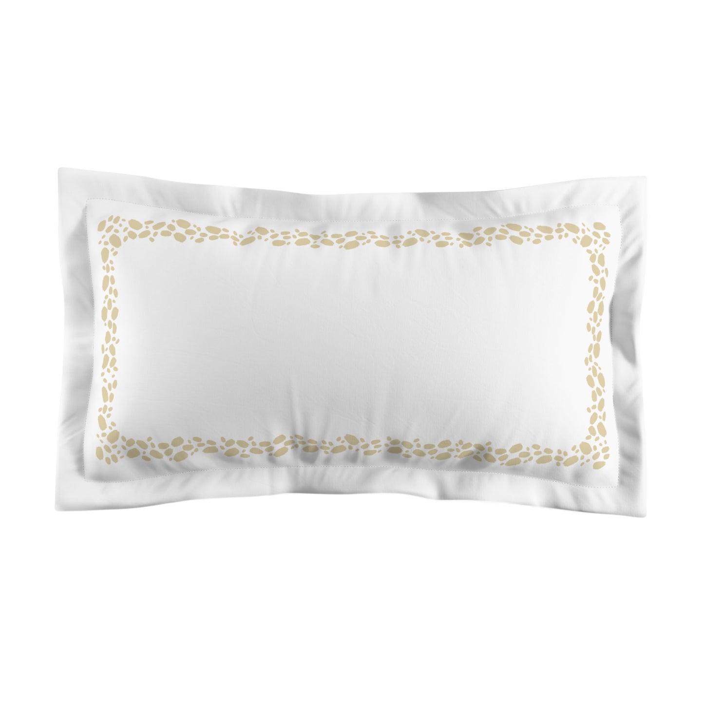 White Microfiber Pillow Sham with Flange, Desert Sand Hand-painted Dab Motif Print, Classic Border, White Reverse Side, Standard (width x length) 22 x 30 inches / 56 x 76 cm