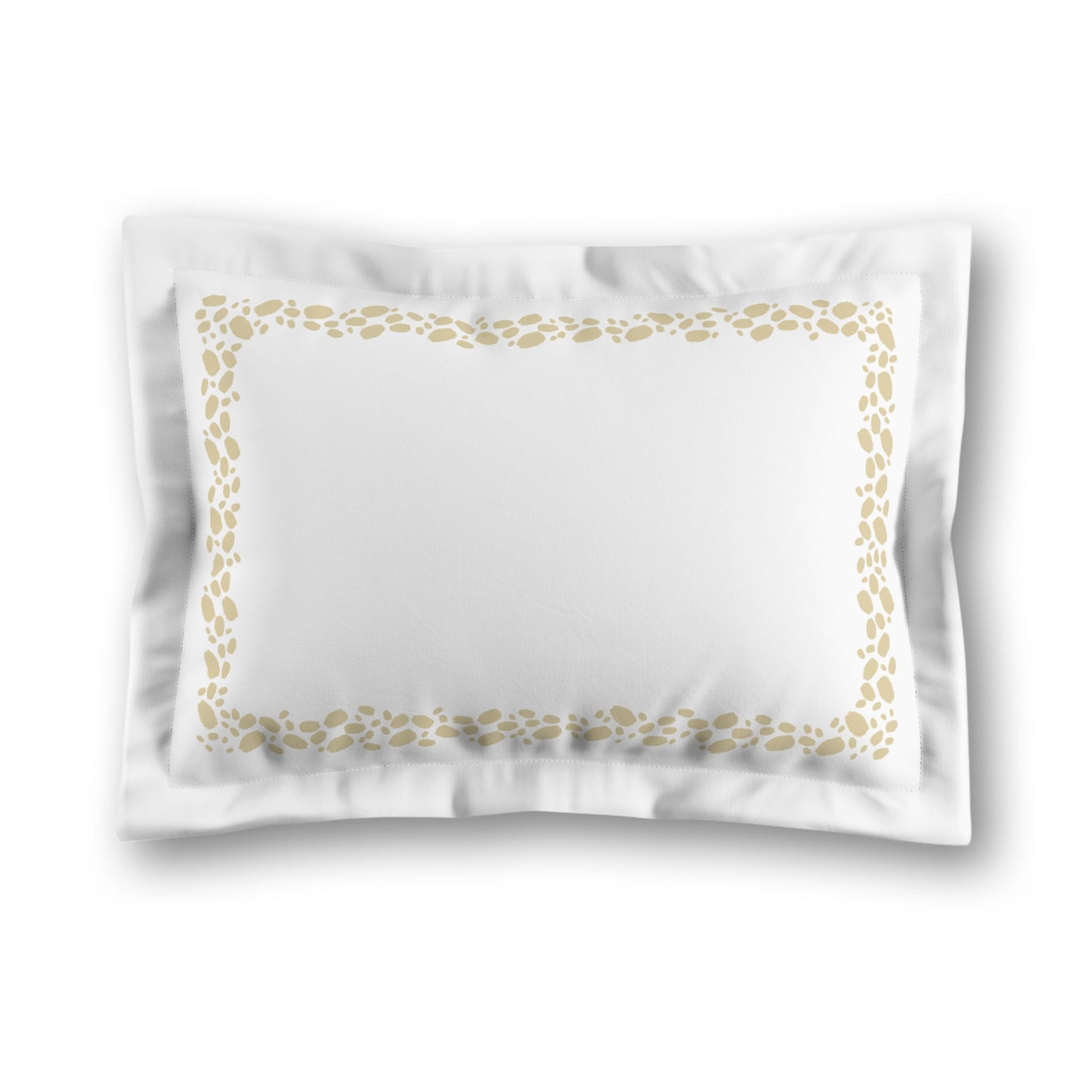 White Microfiber Pillow Sham with Flange, Desert Sand Hand-painted Dab Motif Print, Classic Border, White Reverse Side, King (width x length) 22 x 38 inches / 56 x 97 cm