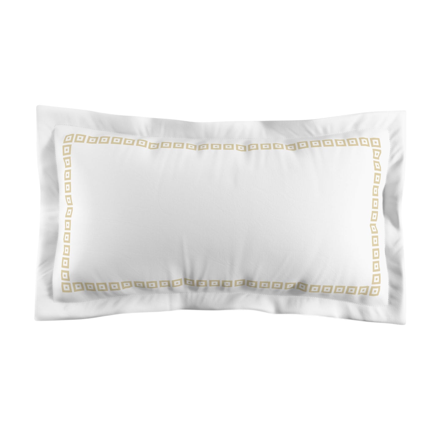 White Microfiber Pillow Sham with Flange, Desert Sand Repeating Square Motif Print, Classic Border, White Reverse Side, Standard (width x length) 22 x 30 inches / 56 x 76 cm