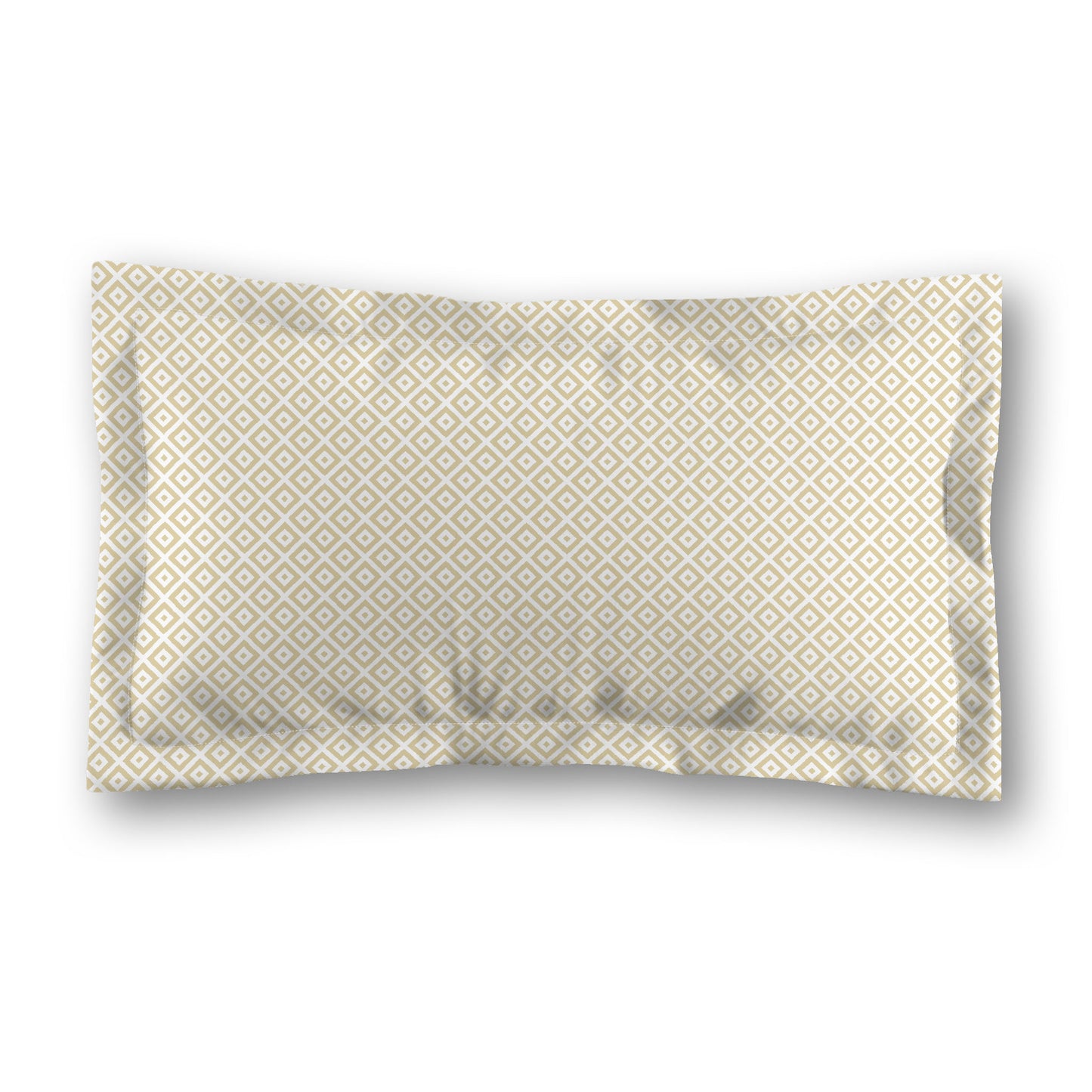 White Microfiber Pillow Sham with Flange, Desert Sand Repeating Square Motif Print, White Reverse Side, Standard (width x length) 22 x 30 inches / 56 x 76 cm