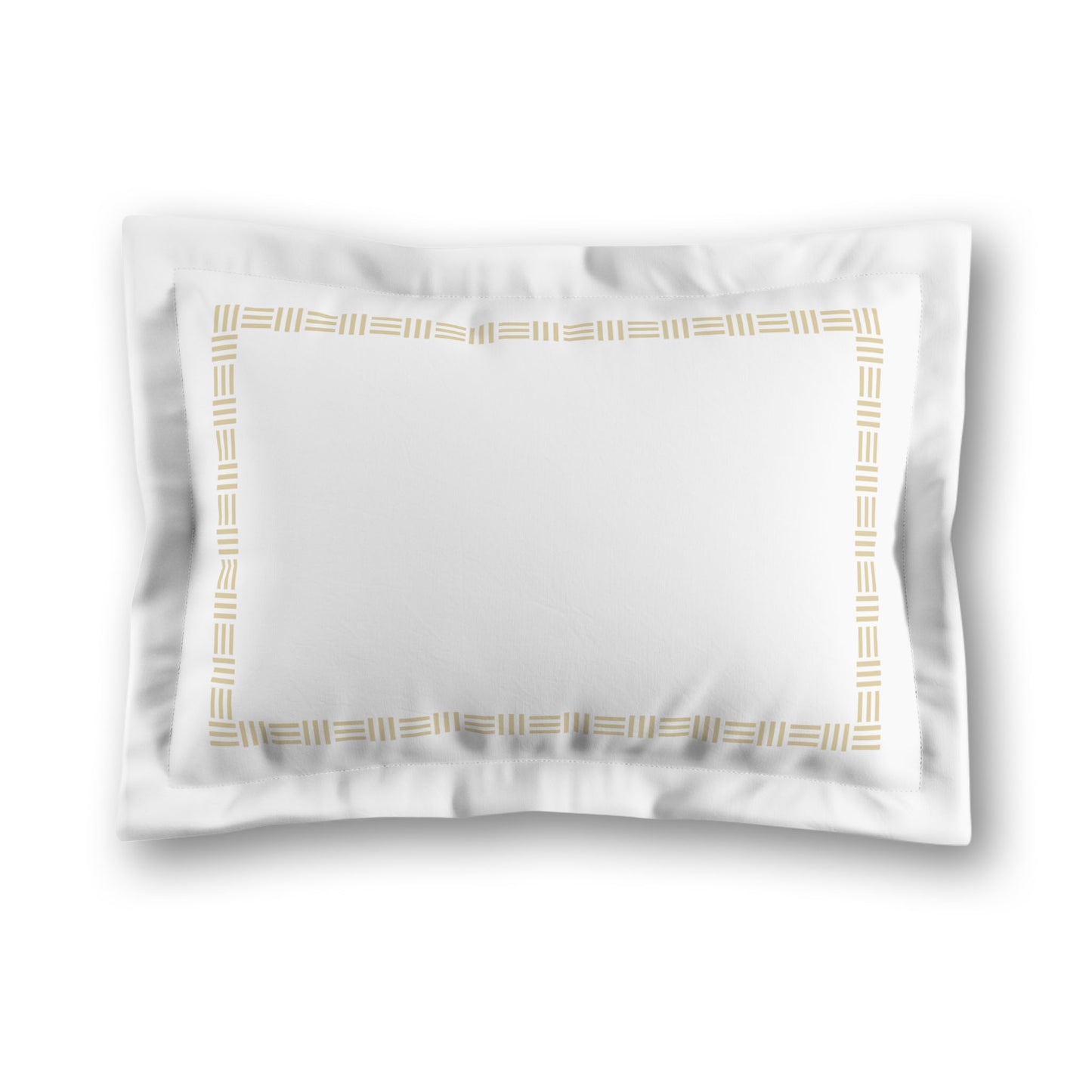 White Microfiber Pillow Sham with Flange, Desert Sand Single Weave Motif Print, Classic Border, White Reverse Side, King (width x length) 22 x 38 inches / 56 x 97 cm