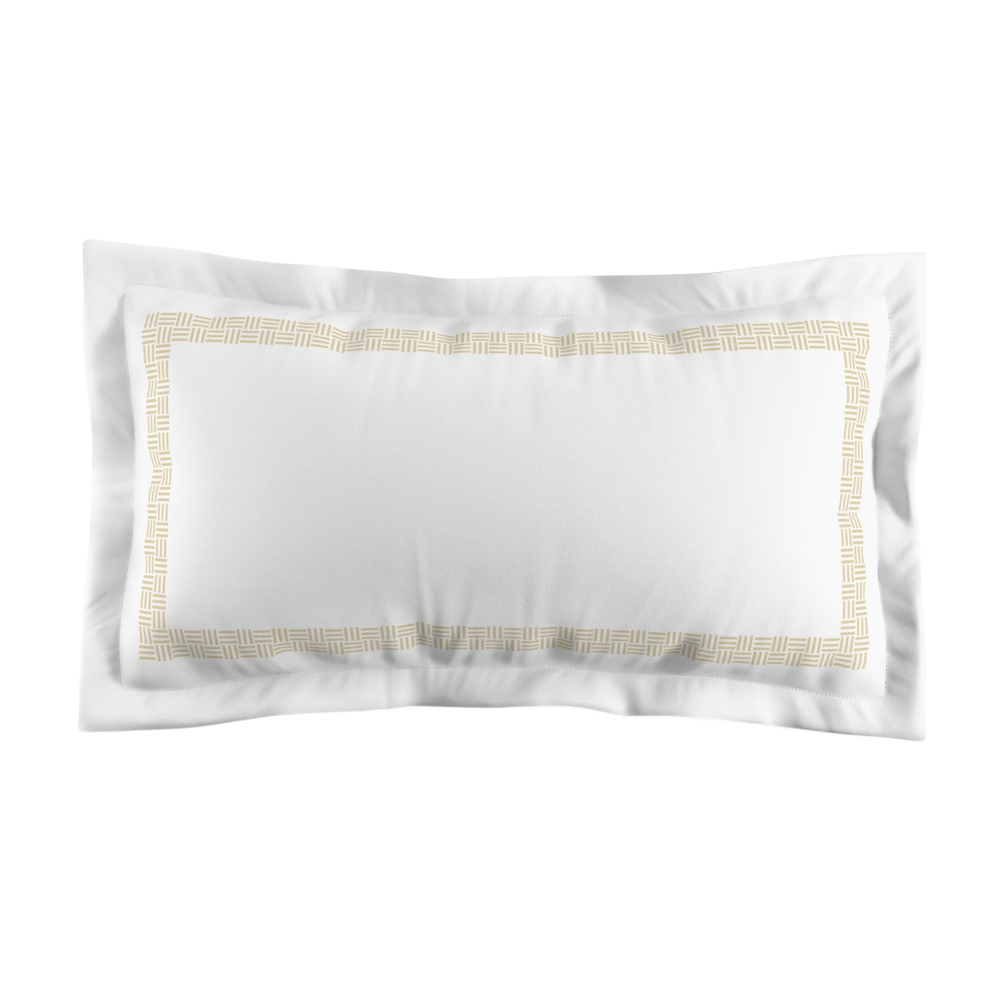 White Microfiber Pillow Sham with Flange, Desert Sand Double Weave Motif Print, Classic Border, White Reverse Side, Standard (width x length) 22 x 30 inches / 56 x 76 cm