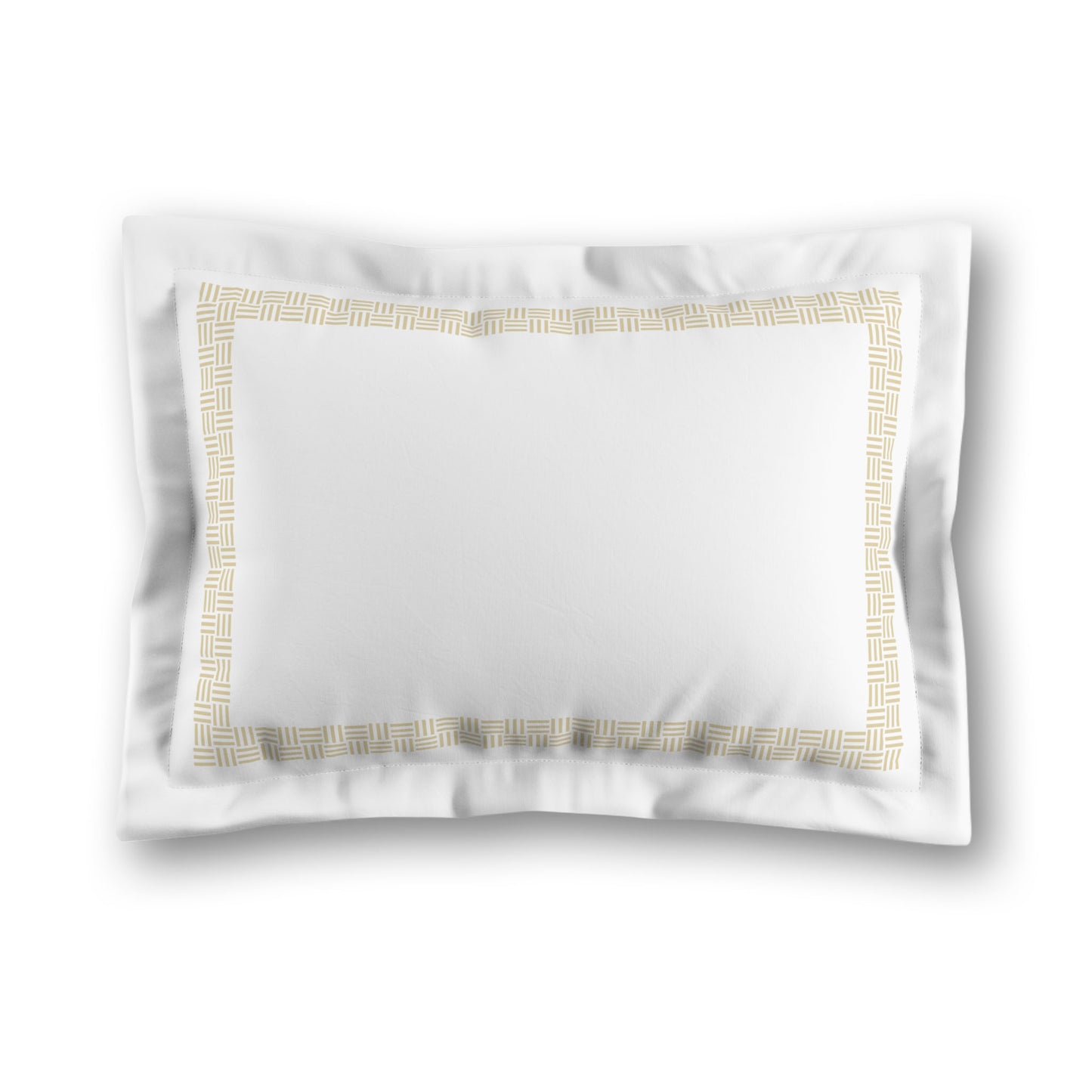 White Microfiber Pillow Sham with Flange, Desert Sand Double Weave Motif Print, Classic Border, White Reverse Side, King (width x length) 22 x 38 inches / 56 x 97 cm
