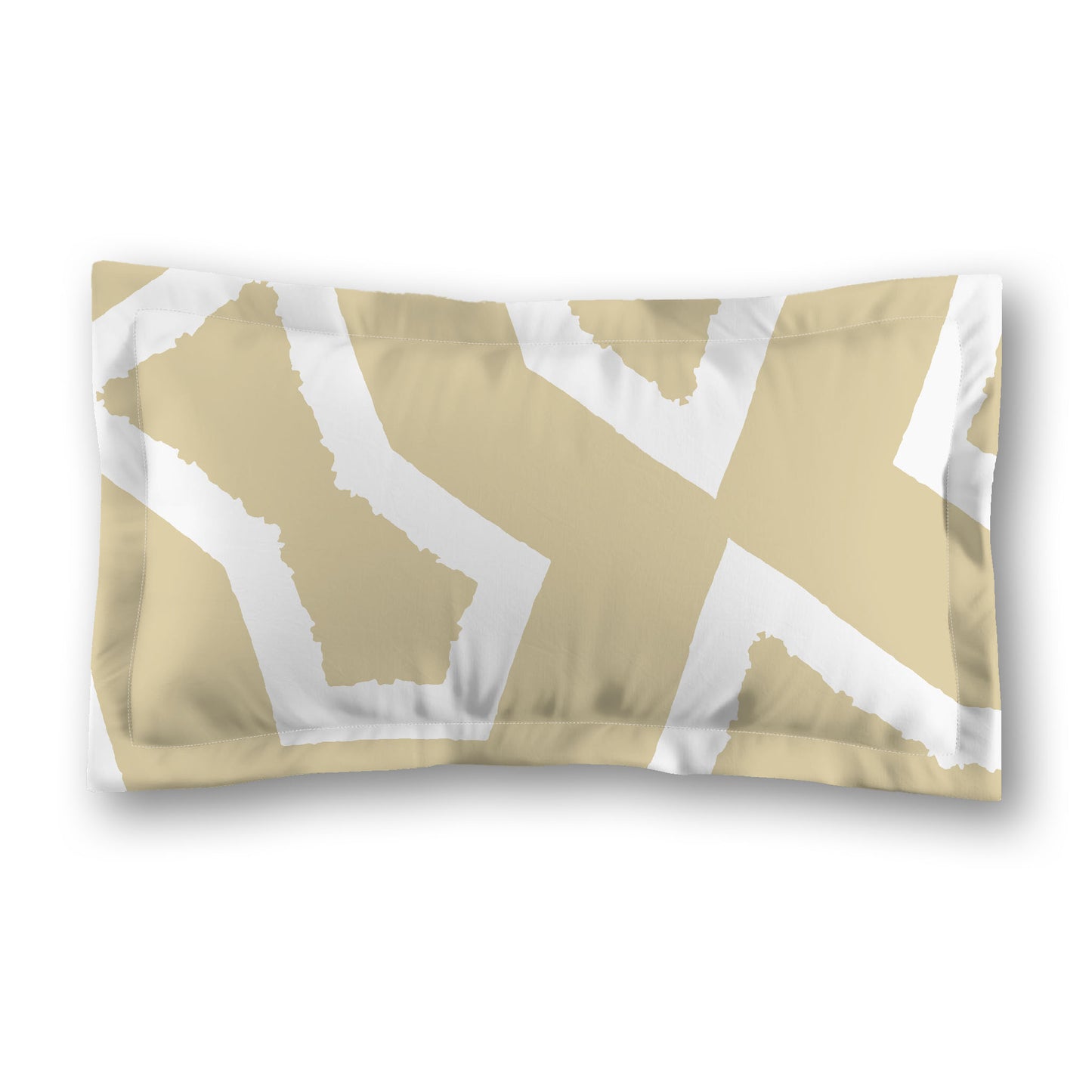 Desert Sand Microfiber Pillow Sham with Flange, Bold White Graphic on Front, White Reverse Side, Standard (width x length) 22 x 30 inches / 56 x 76 cm