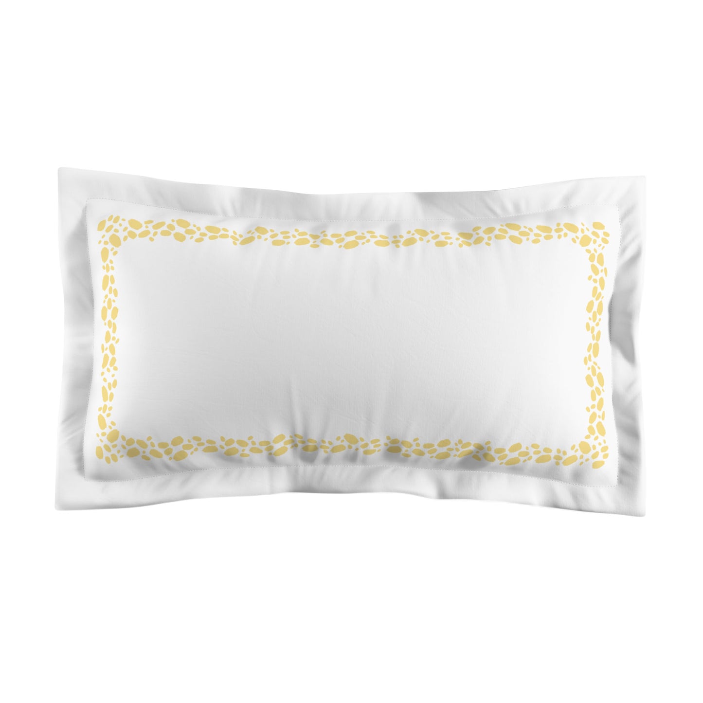 White Microfiber Pillow Sham with Flange, Yellow Hand-painted Dab Motif Print, Classic Border, White Reverse Side, Standard (width x length) 22 x 30 inches / 56 x 76 cm