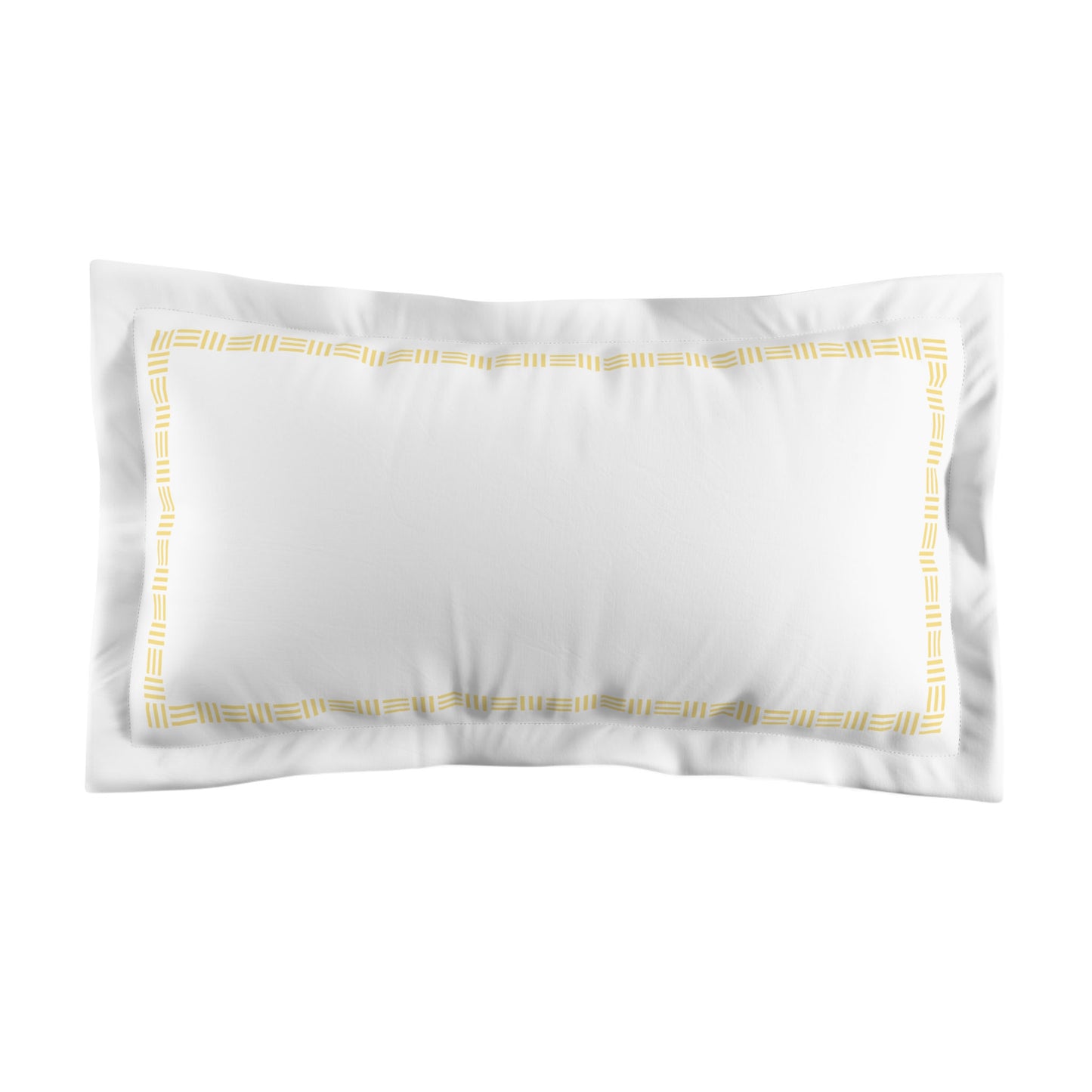 White Microfiber Pillow Sham with Flange, Yellow Single Weave Motif Print, Classic Border, White Reverse Side, Standard (width x length) 22 x 30 inches / 56 x 76 cm