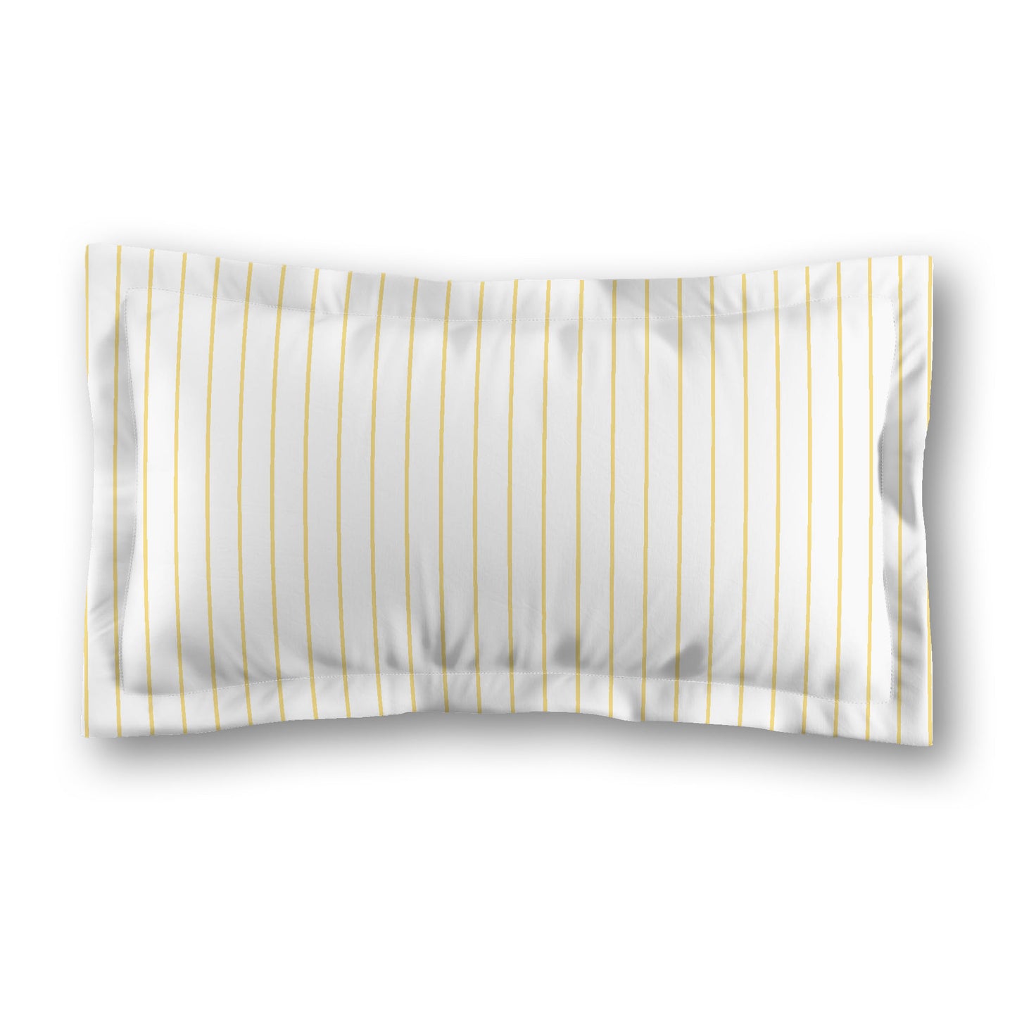 White Microfiber Sham with Flange, Yellow Stripes on Front, White Reverse Side, Standard (width x length) 22 x 30 inches / 56 x 76 cm