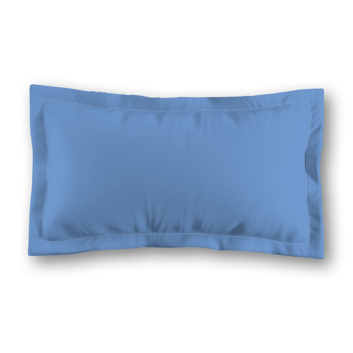Blue Microfiber Sham with Flange, White Reverse Side | MFSF-1400