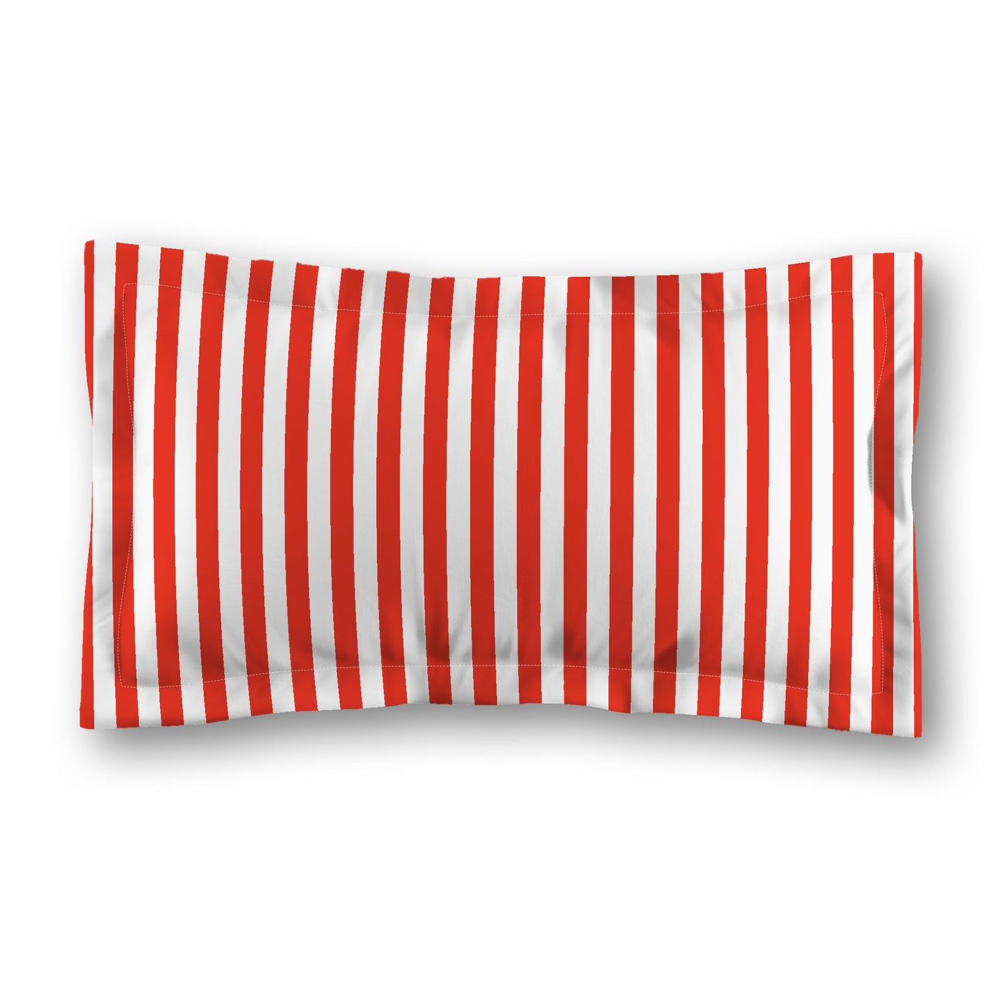 White Microfiber Sham with Flange, Red Bars on Front | MFSF-1410-051