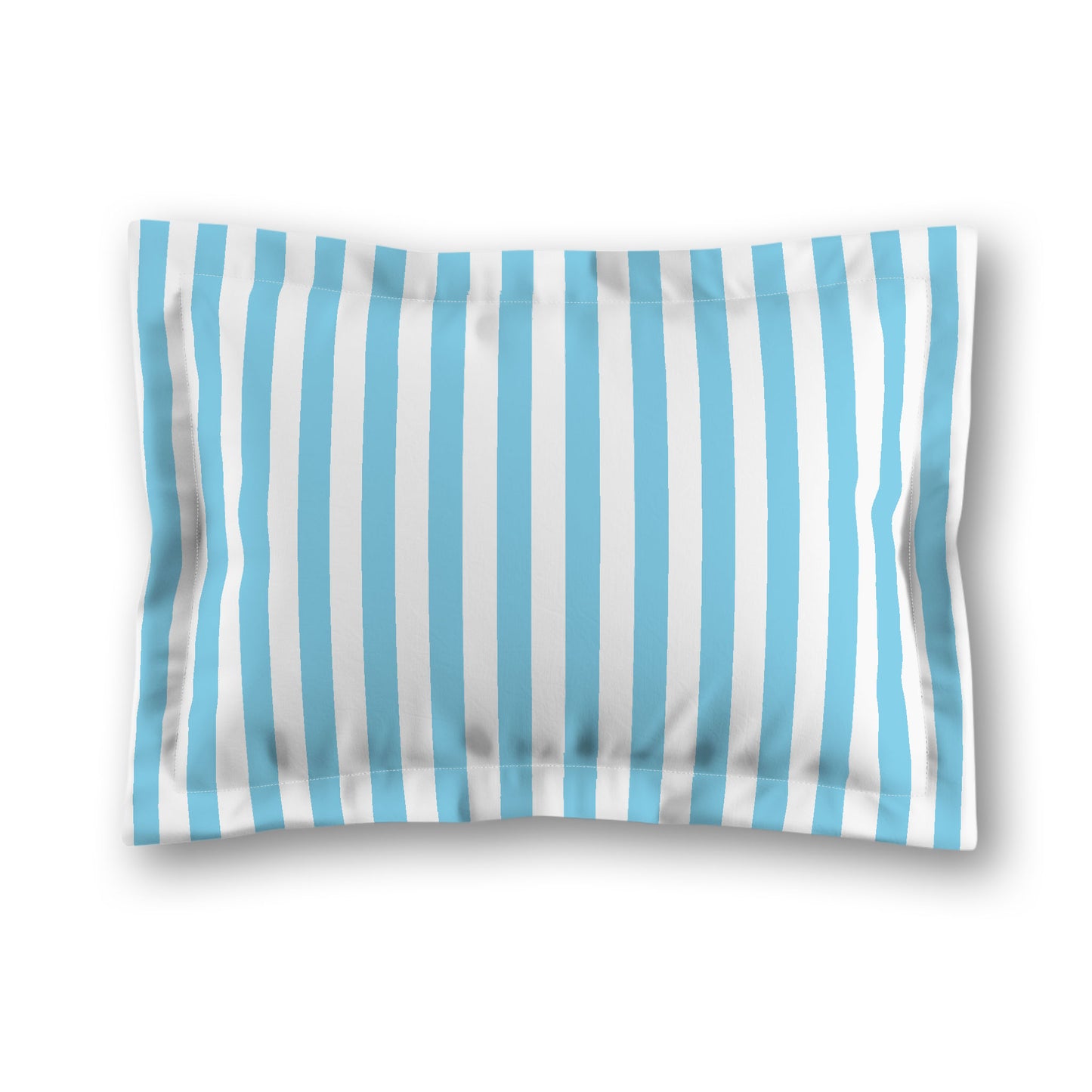 White Microfiber Sham with Flange, Blue Bars on Front | MFSF-1430-051