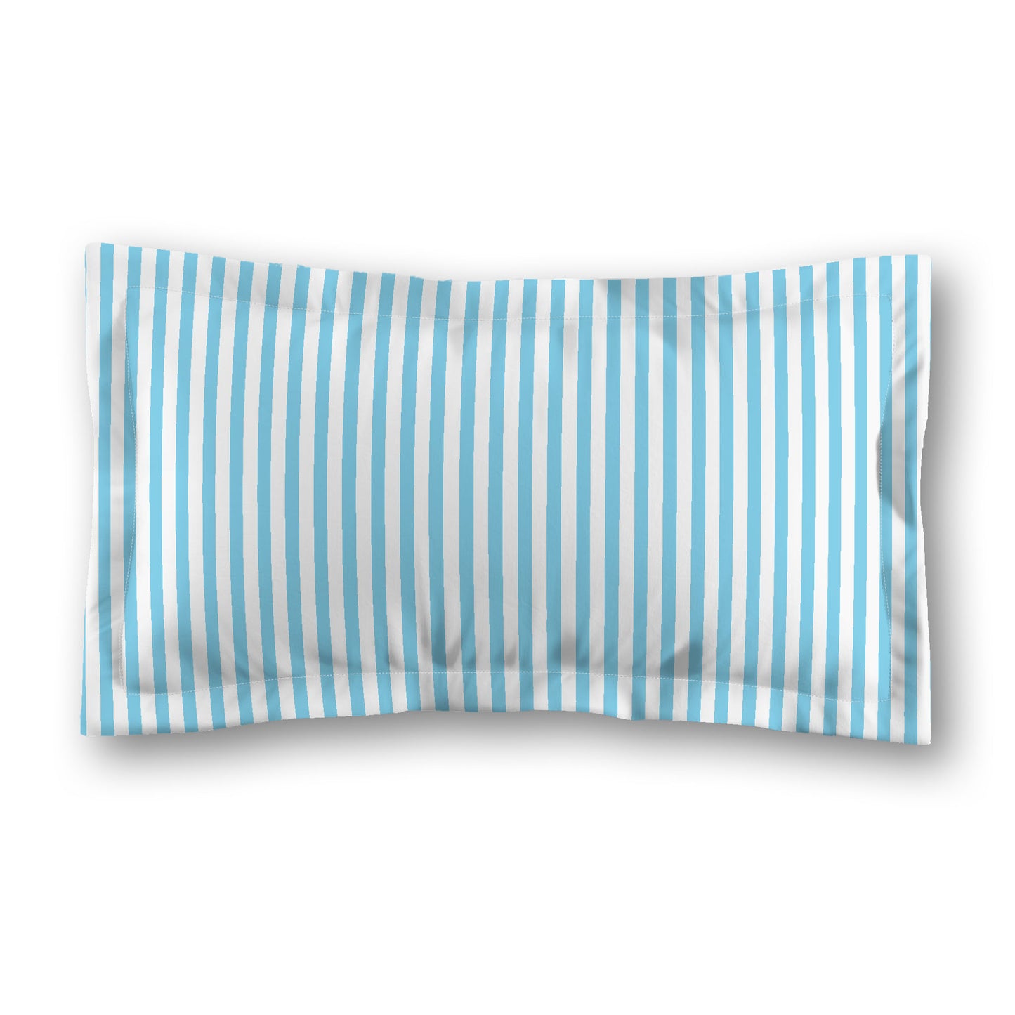White Microfiber Sham with Flange, Thin Blue Bars on Front, White Reverse Side | MFSF-1430-241