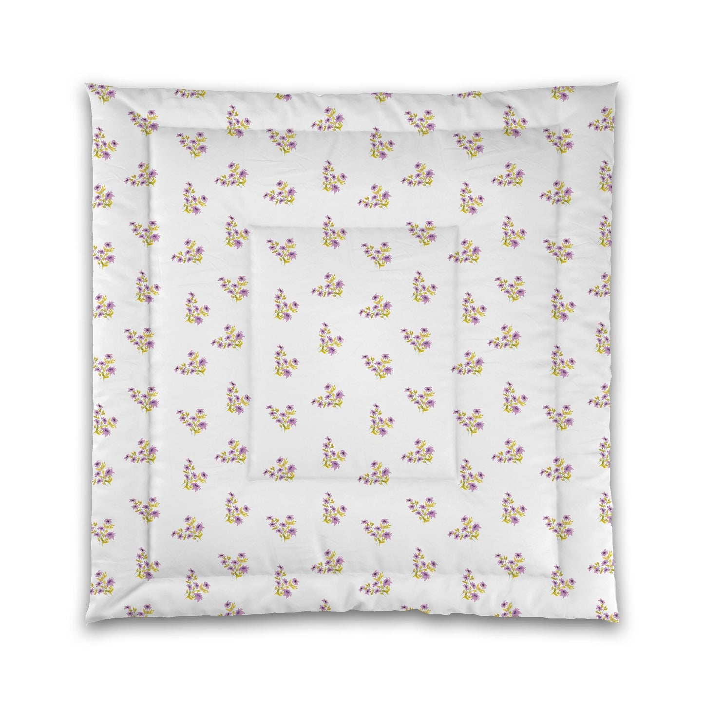 White Microfiber Comforter, Medium Mauve Floral Pattern | MFCO-1365