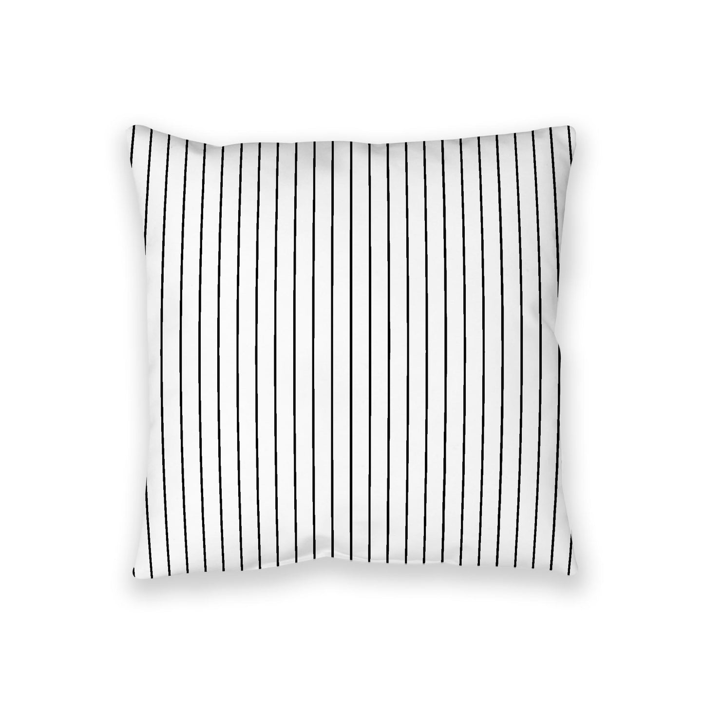 White Spun Polyester Floor Pillow, Black Stripes on Top, White Bottom , 36 x 36 inches / 91 x 91 inches