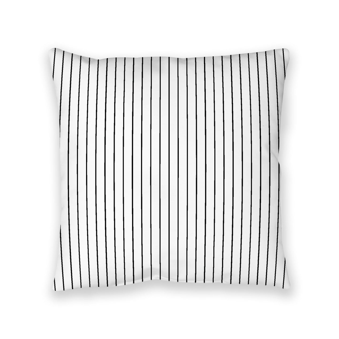 White Spun Polyester Floor Pillow, Black Stripes on Top, White Bottom , 40 x 40 inches / 102 x 102 inches