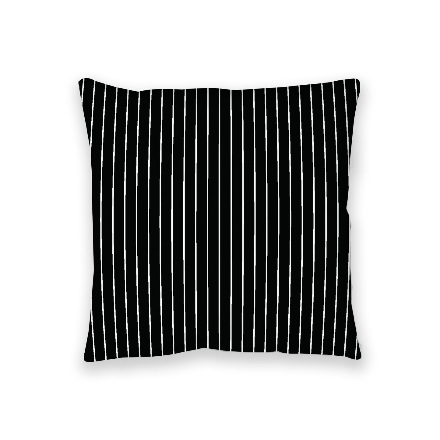 Black Spun Polyester Floor Pillow, White Stripes on Top, Black Bottom , 36 x 36 inches / 91 x 91 inches