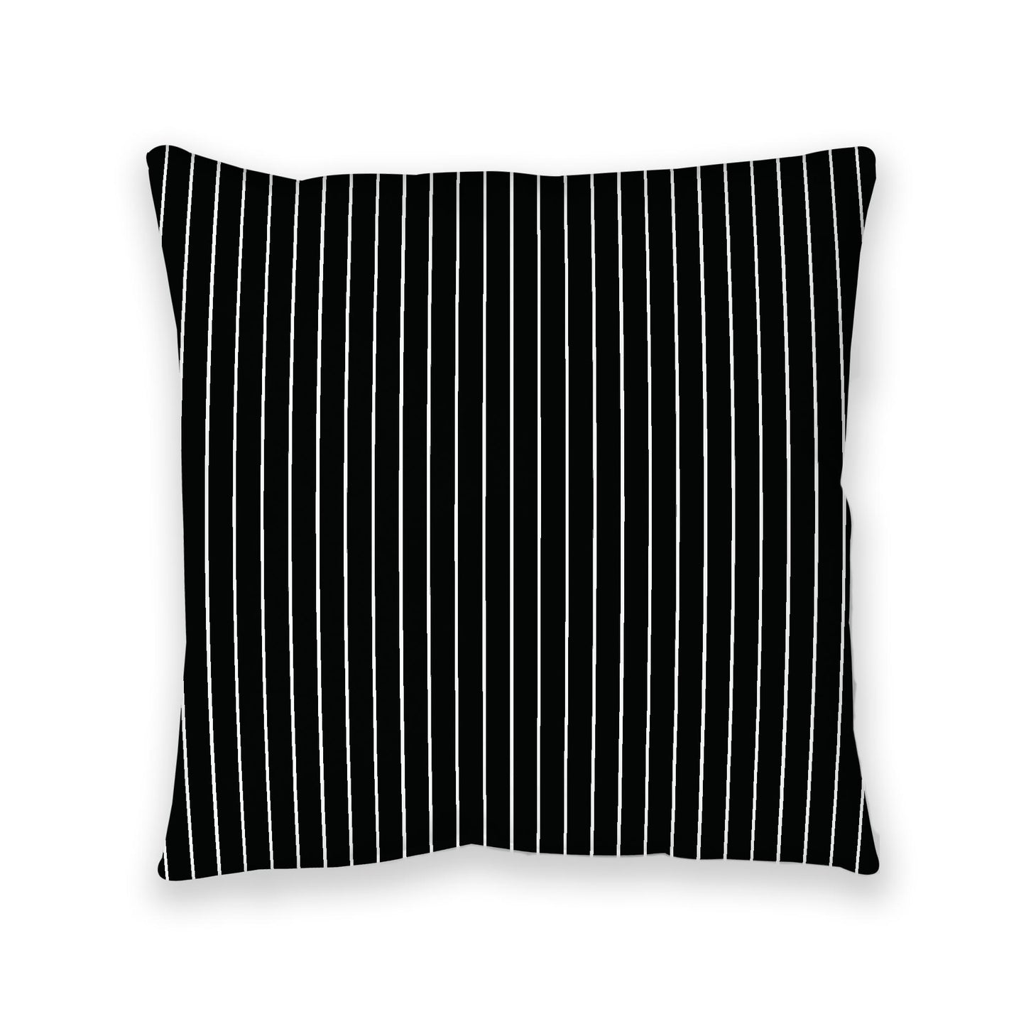 Black Spun Polyester Floor Pillow, White Stripes on Top, Black Bottom , 40 x 40 inches / 102 x 102 inches