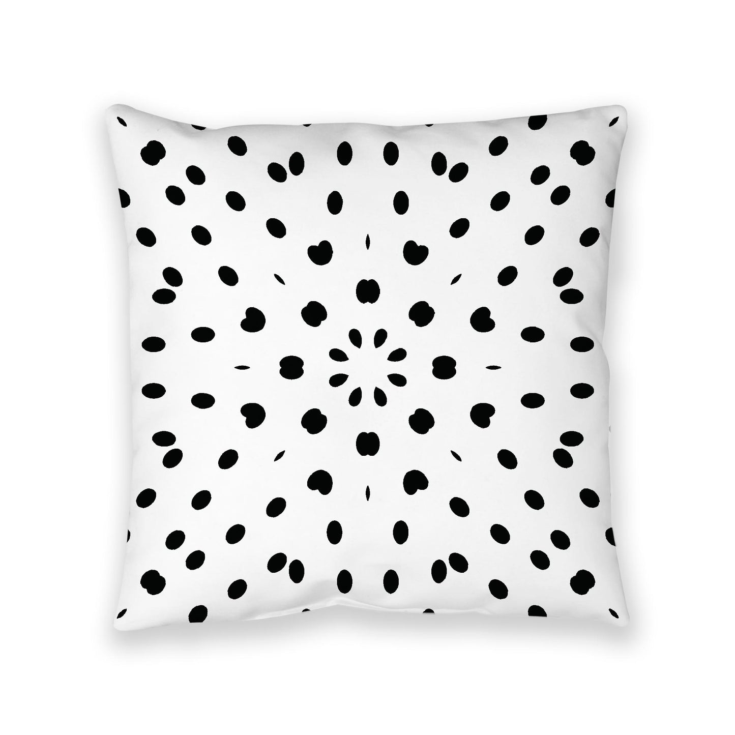 White Spun Polyester Floor Pillow, Black Burst on Top, White Bottom , 40 x 40 inches / 102 x 102 inches
