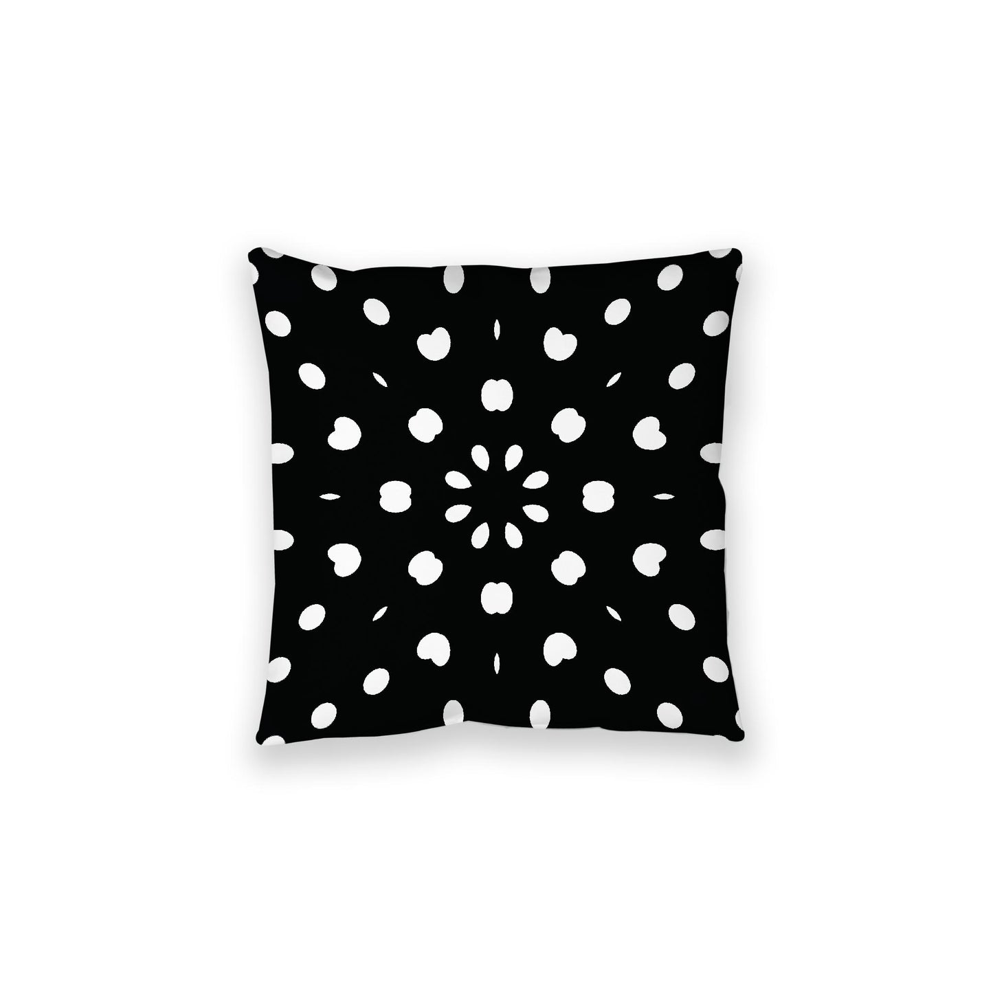 Black Spun Polyester Floor Pillow, White Burst Pattern on Top, Black Bottom , 28 x 28 inches / 71 x 71 inches