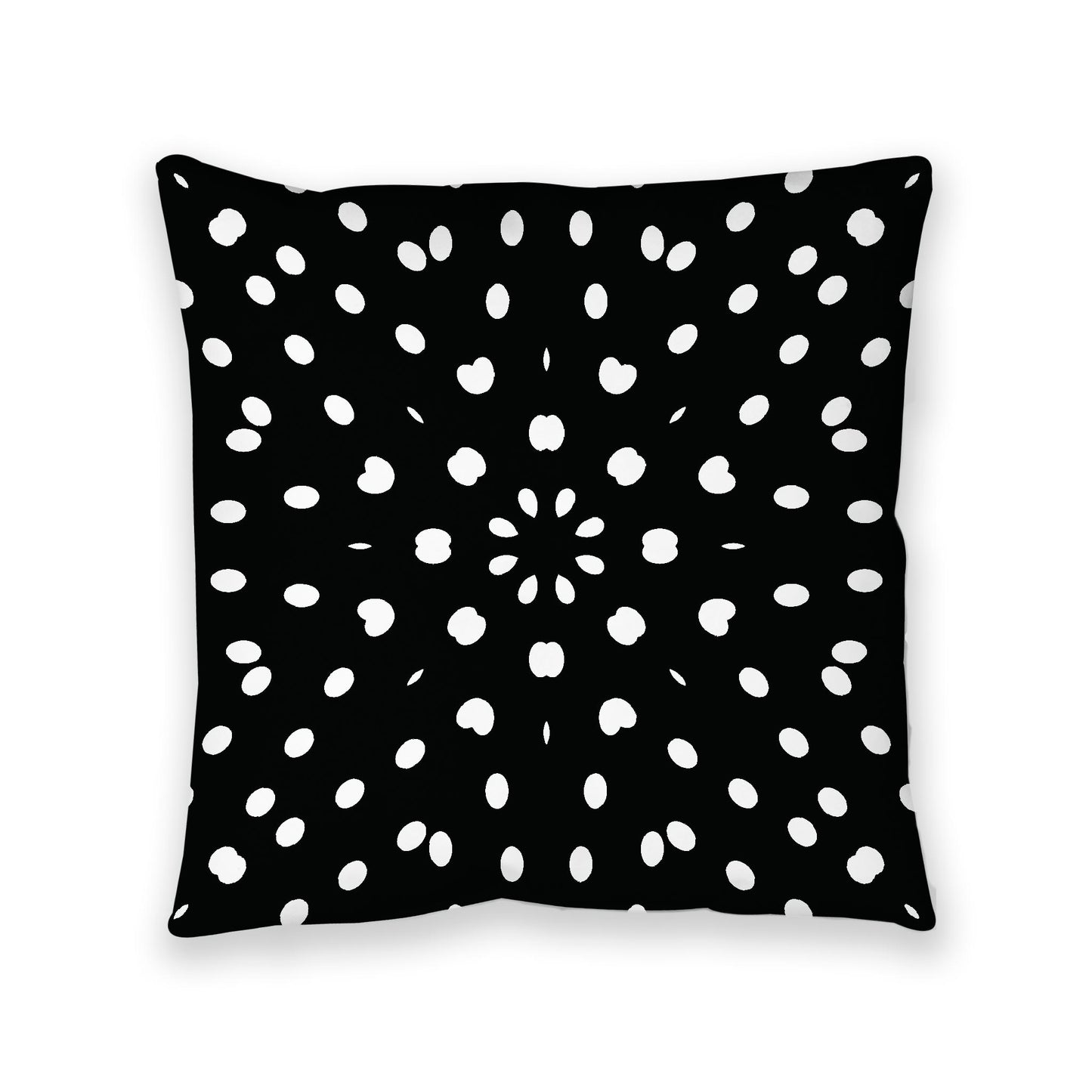 Black Spun Polyester Floor Pillow, White Burst Pattern on Top, Black Bottom , 40 x 40 inches / 102 x 102 inches