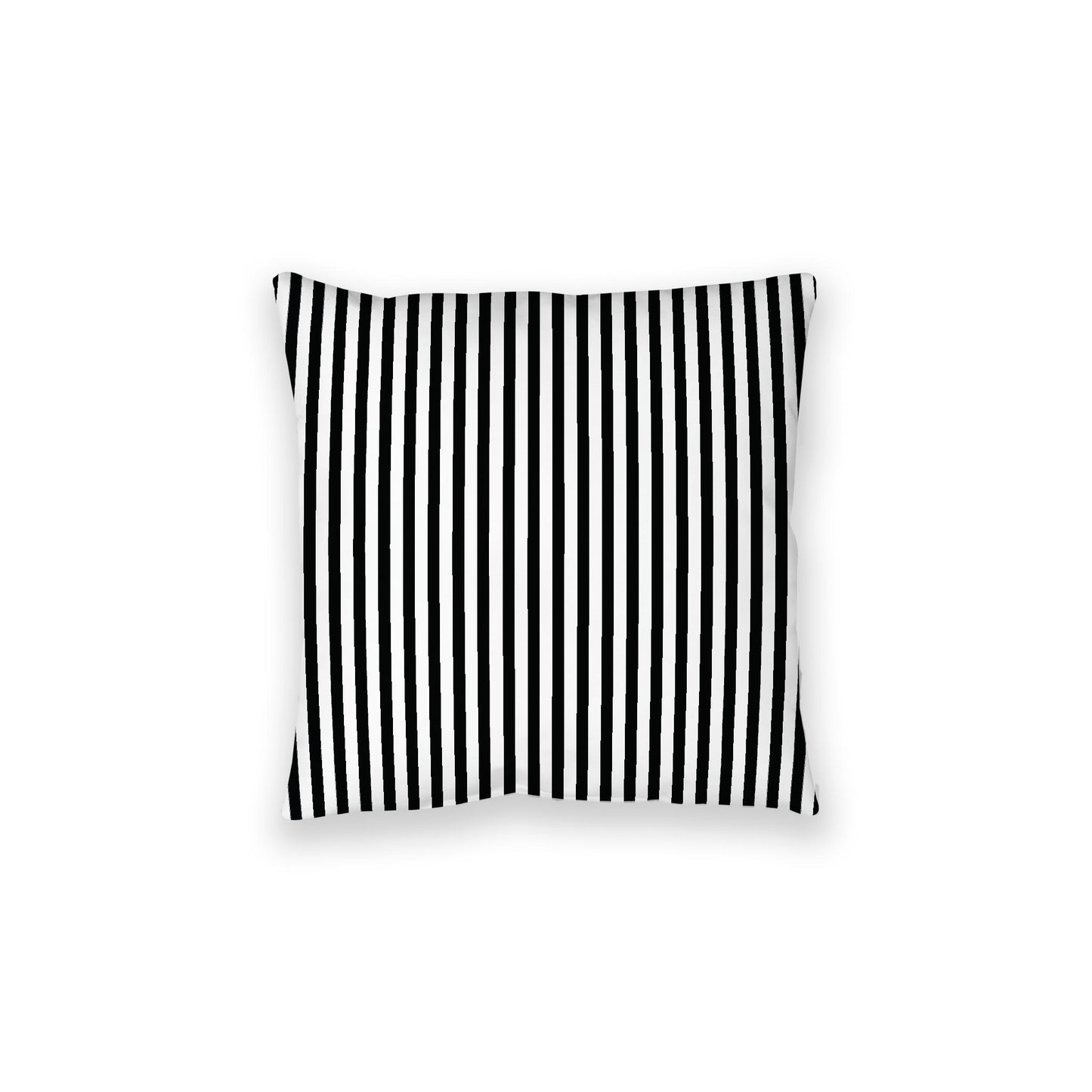 White Spun Polyester Floor Pillow, Thin Black Bars on Top, White Bottom , 28 x 28 inches / 71 x 71 inches