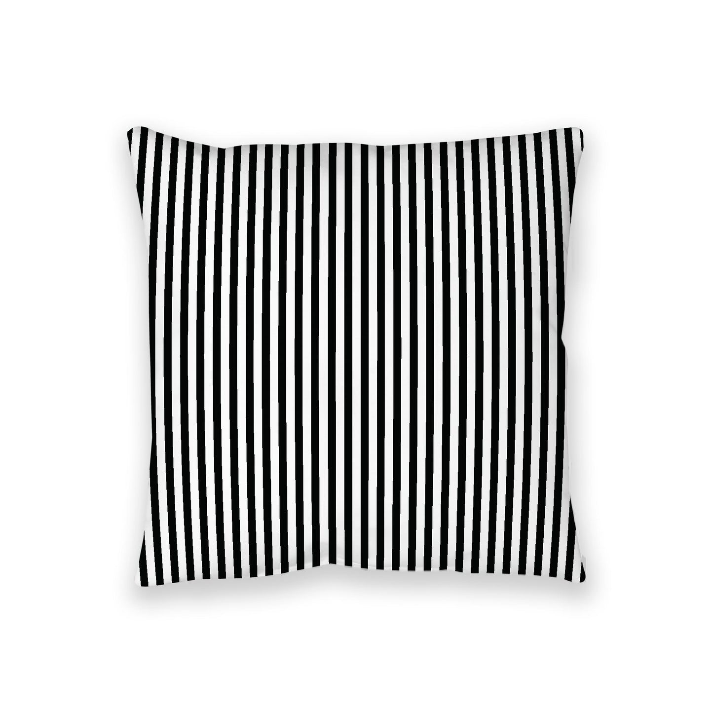 White Spun Polyester Floor Pillow, Thin Black Bars on Top, White Bottom , 36 x 36 inches / 91 x 91 inches
