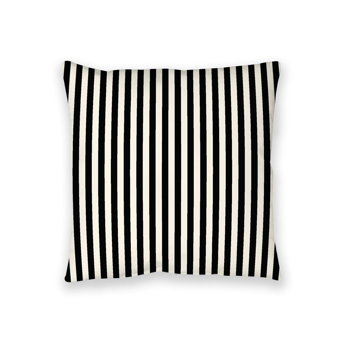 Pale Cream Spun Polyester Floor Pillow, Bold Black Bars on Top, Pale Cream Bottom, 36 x 36 inches