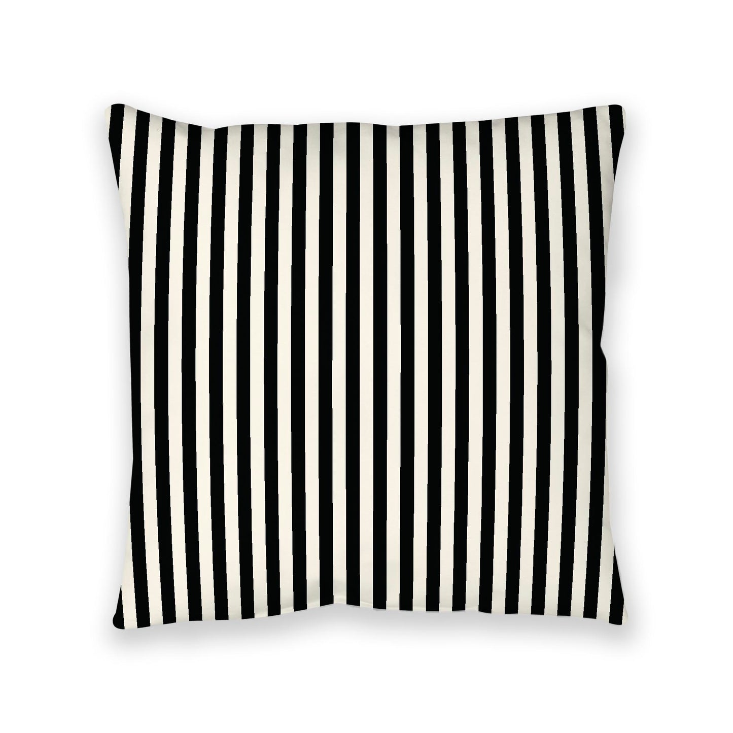 Pale Cream Spun Polyester Floor Pillow, Bold Black Bars on Top, Pale Cream Bottom, 40 x 40 inches