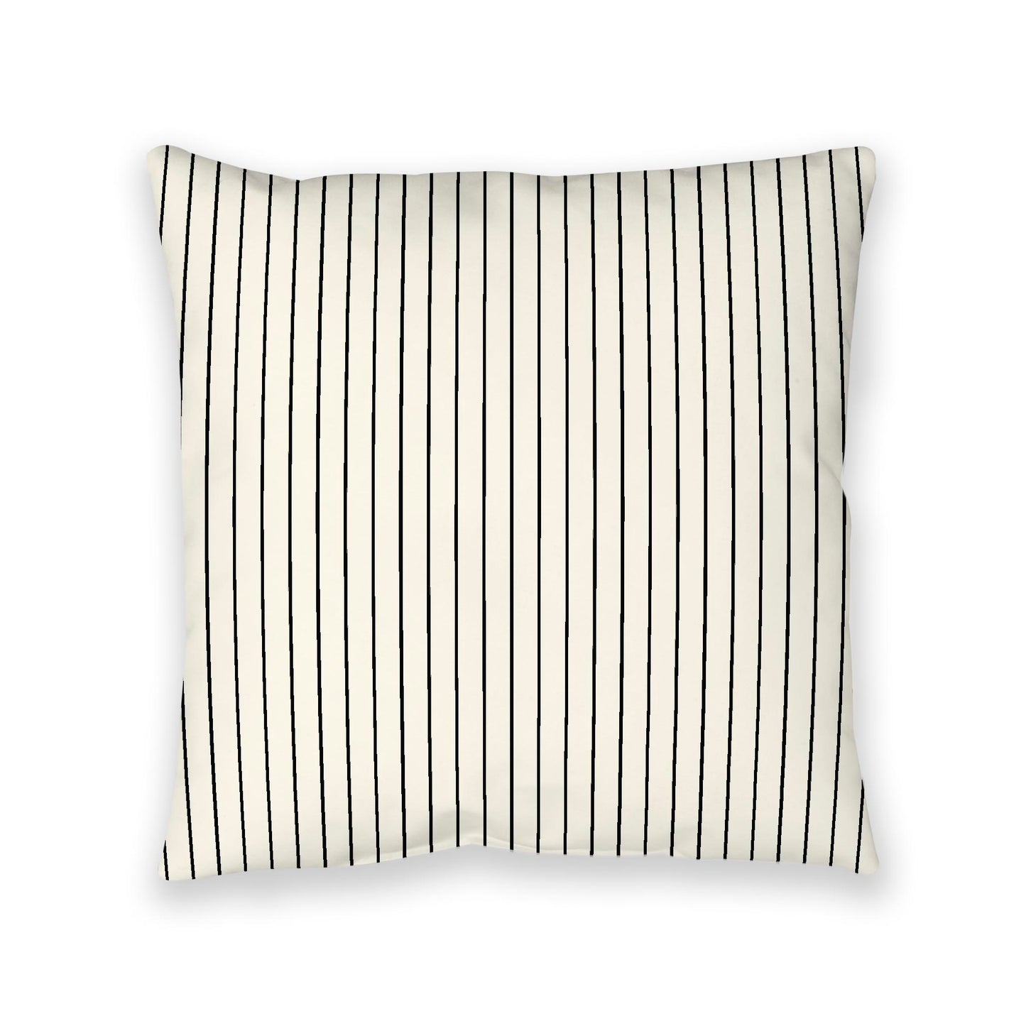 Pale Cream Spun Polyester Floor Pillow, Black Stripes on Top, Pale Cream Bottom, 40 x 40 inches