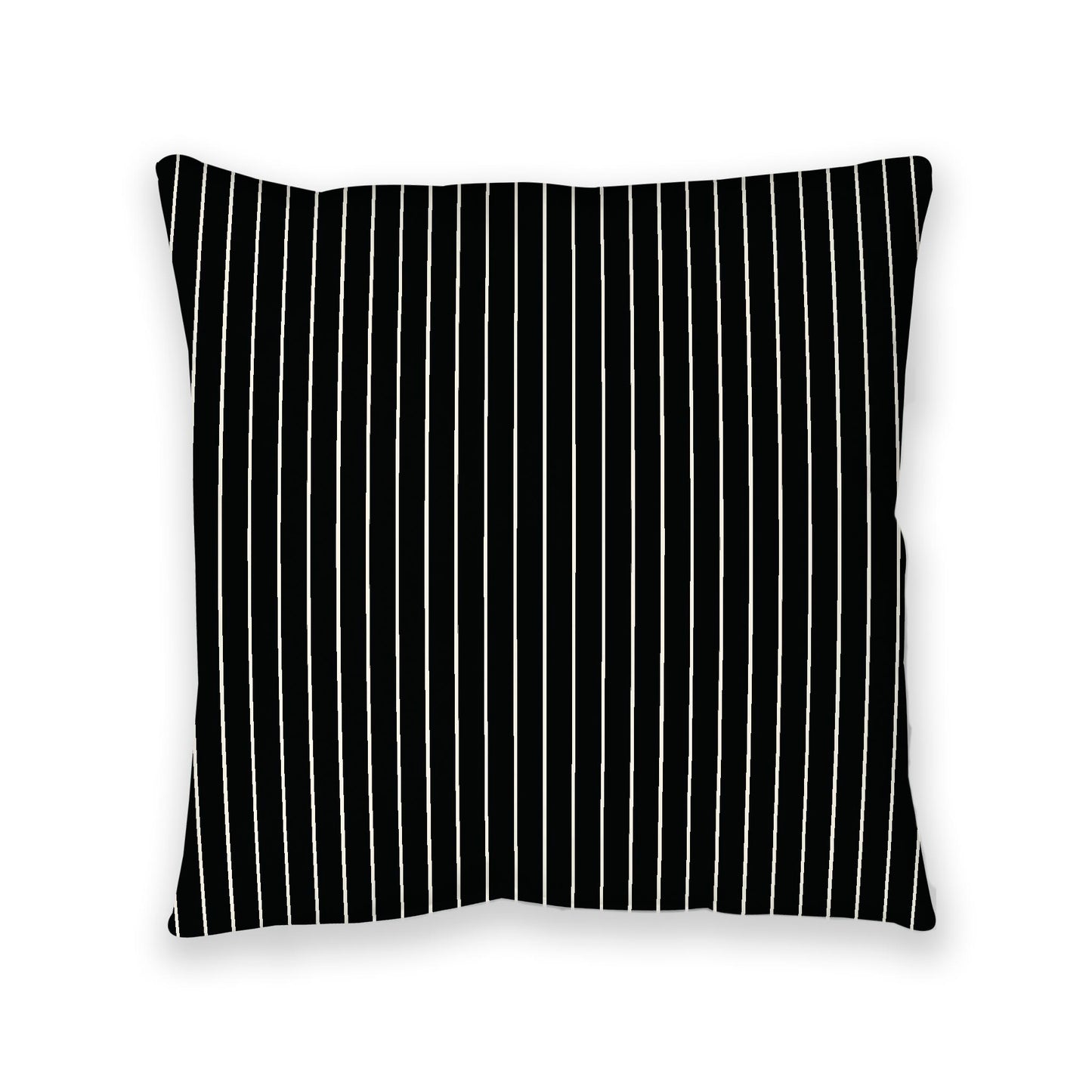 Black Spun Polyester Floor Pillow, Pale Cream Stripes on Top, Black Bottom, 40 x 40 inches