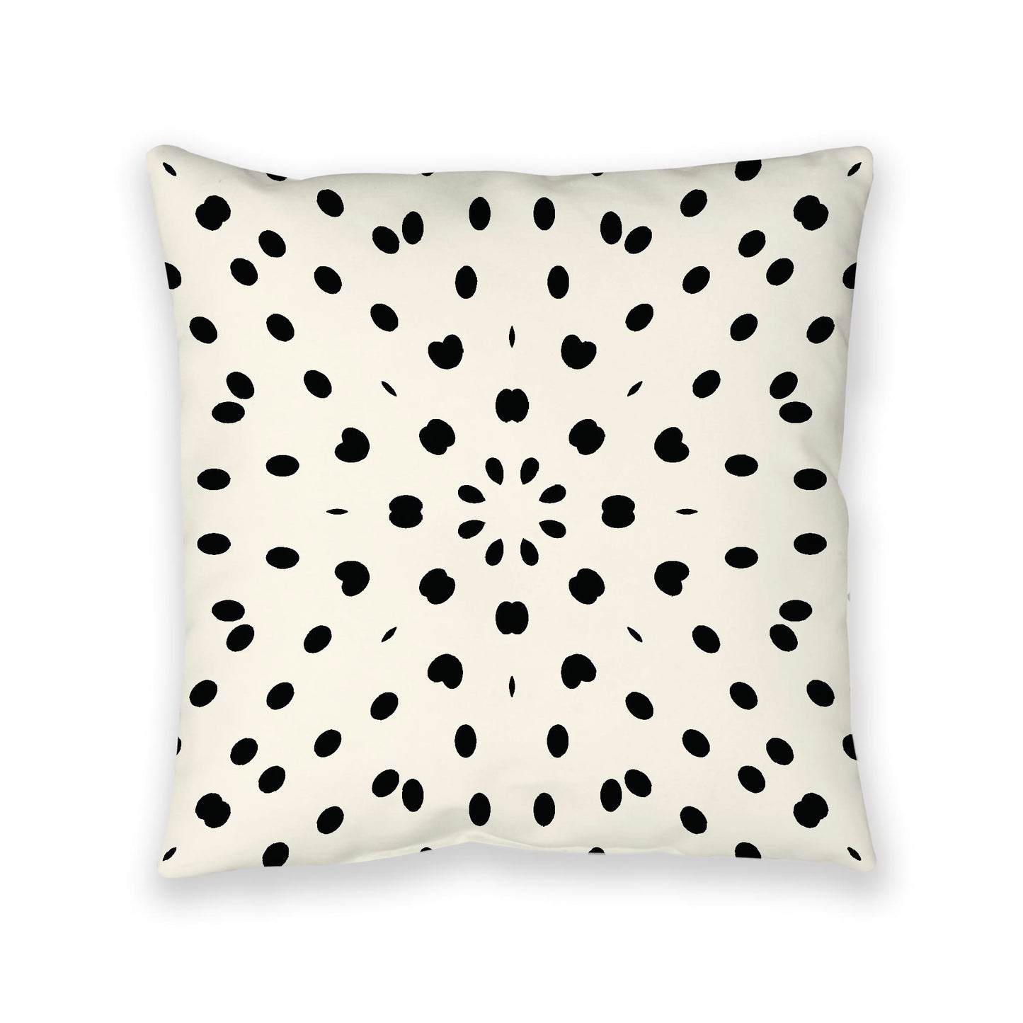 Pale Cream Spun Polyester Floor Pillow, Black Burst on Top, Pale Cream Bottom, 40 x 40 inches