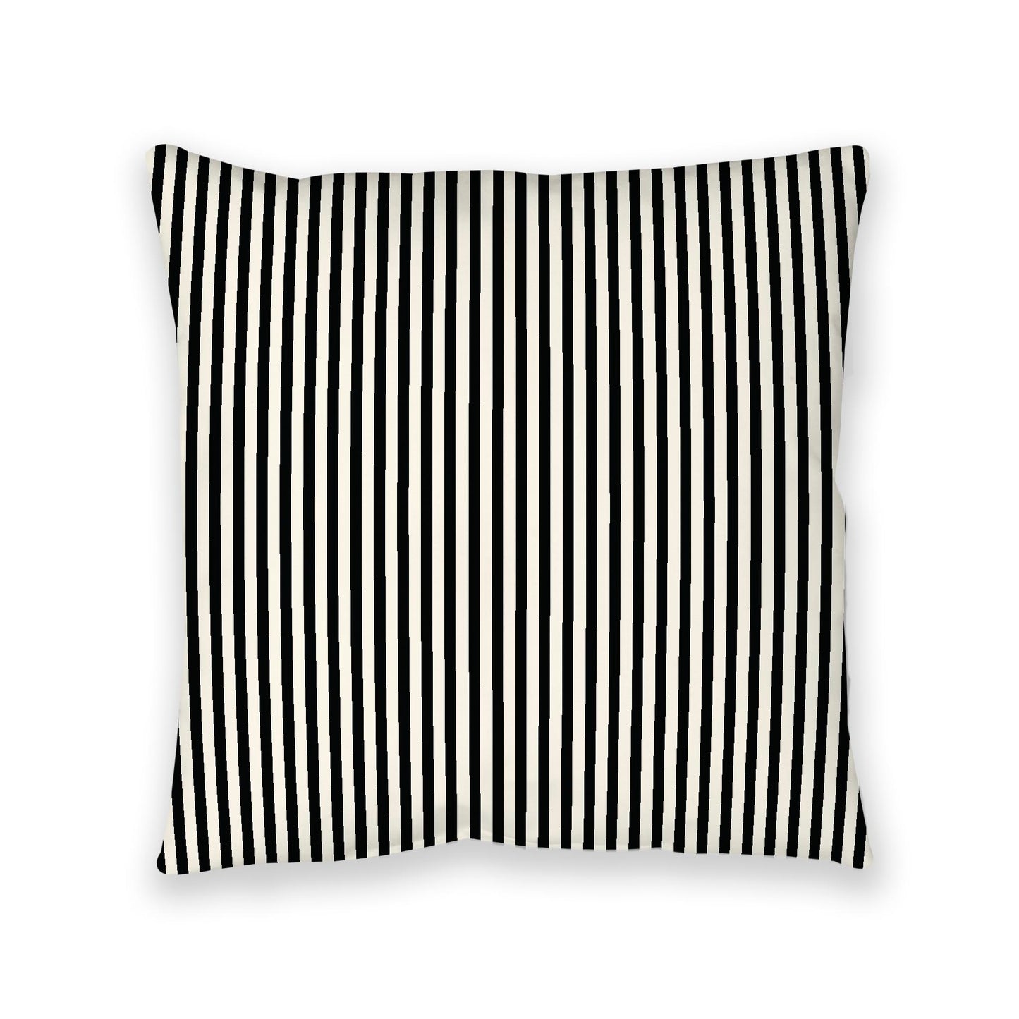 Pale Cream Spun Polyester Floor Pillow, Thin Black Bars on Top, Pale Cream Bottom, 40 x 40 inches