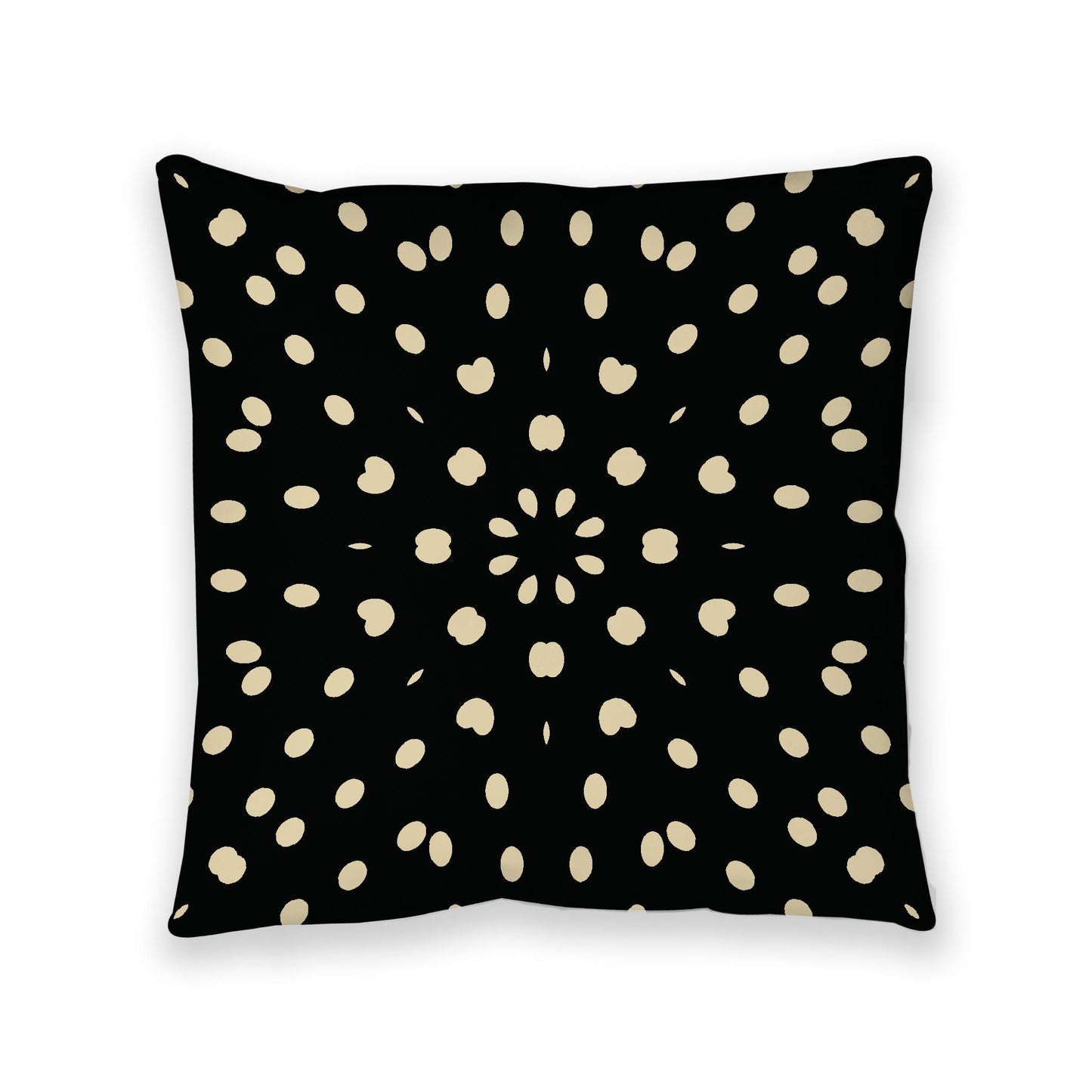 Black Spun Polyester Floor Pillow, Desert Sand Burst Pattern on Top, Black Bottom, 40 x 40 inches