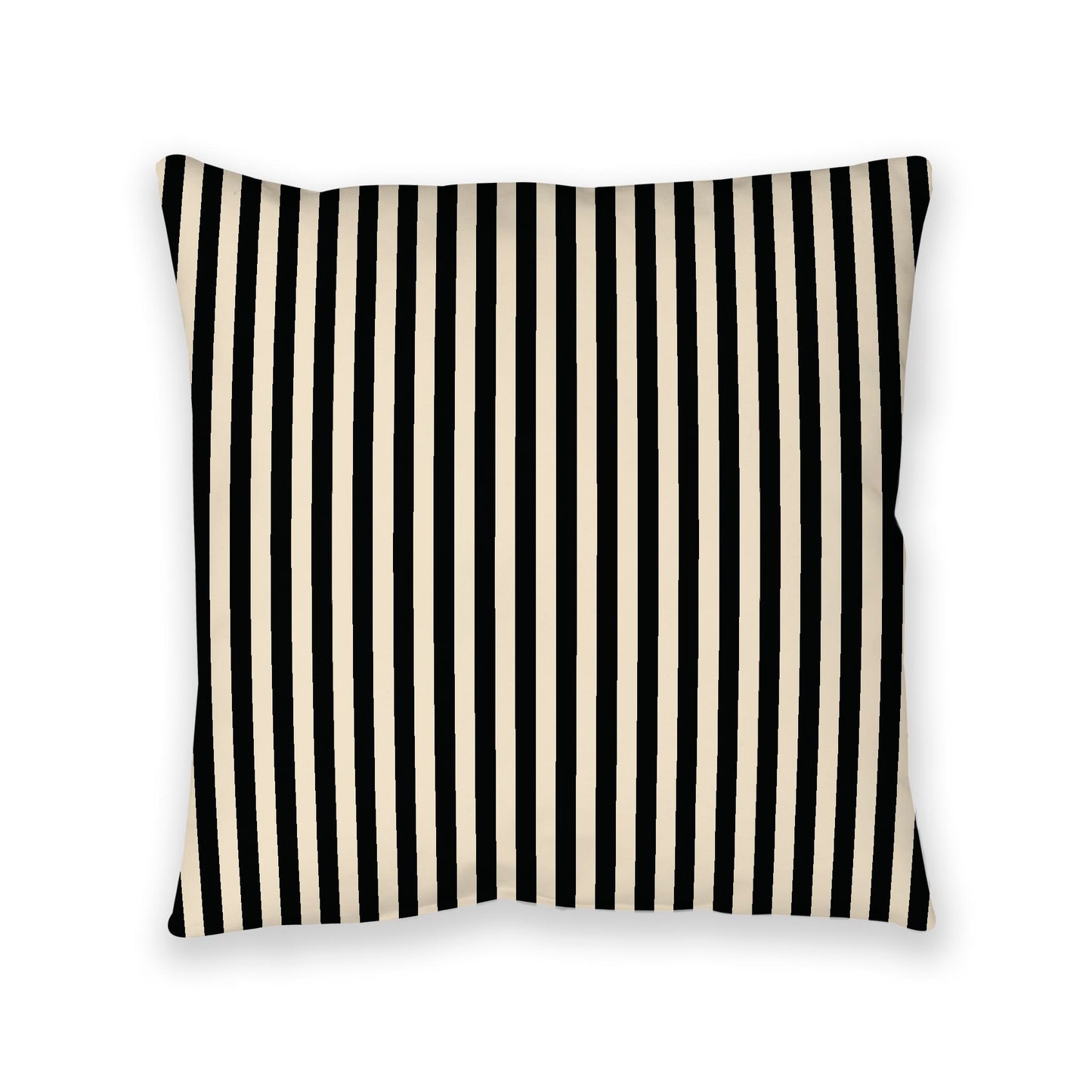 Beige Spun Polyester Floor Pillow, Bold Black Bars on Top, Beige Bottom, 40 x 40 inches