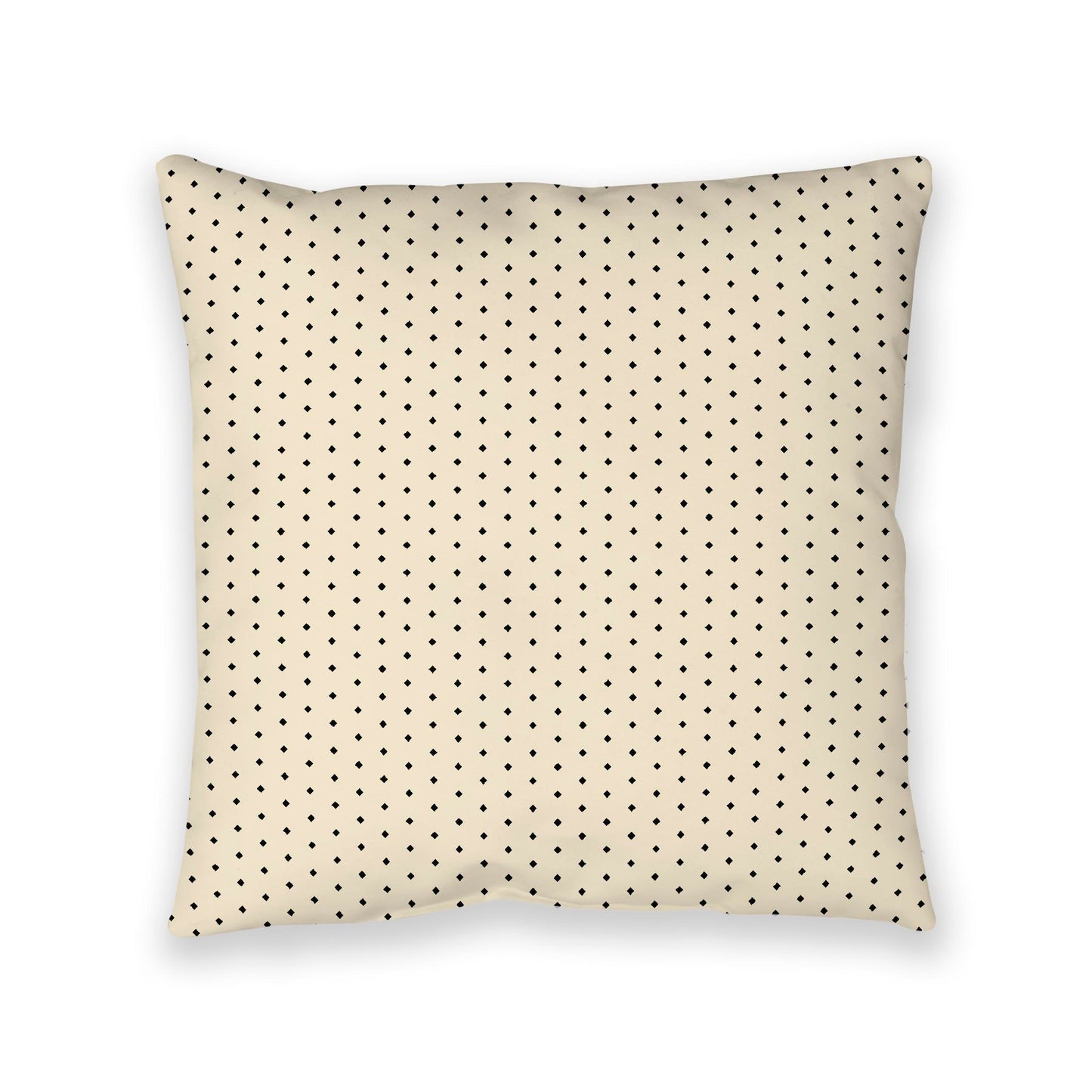 Beige Spun Polyester Floor Pillow, Black Diamonds on Top, Beige Bottom, 40 x 40 inches