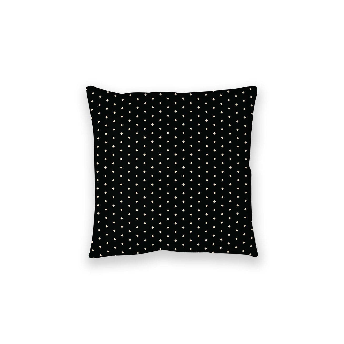Black Spun Polyester Floor Pillow, Beige Diamonds on Top, Black Bottom, 28 x 28 inches