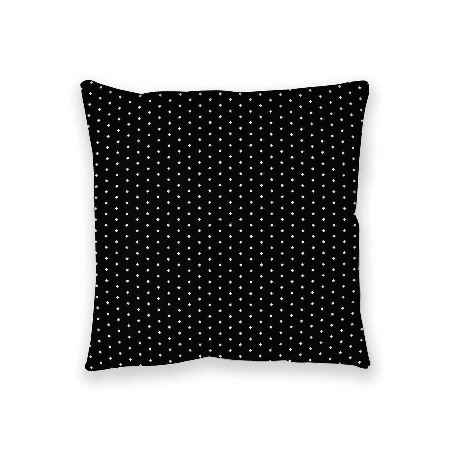 Black Spun Polyester Floor Pillow, Beige Diamonds on Top, Black Bottom, 36 x 36 inches