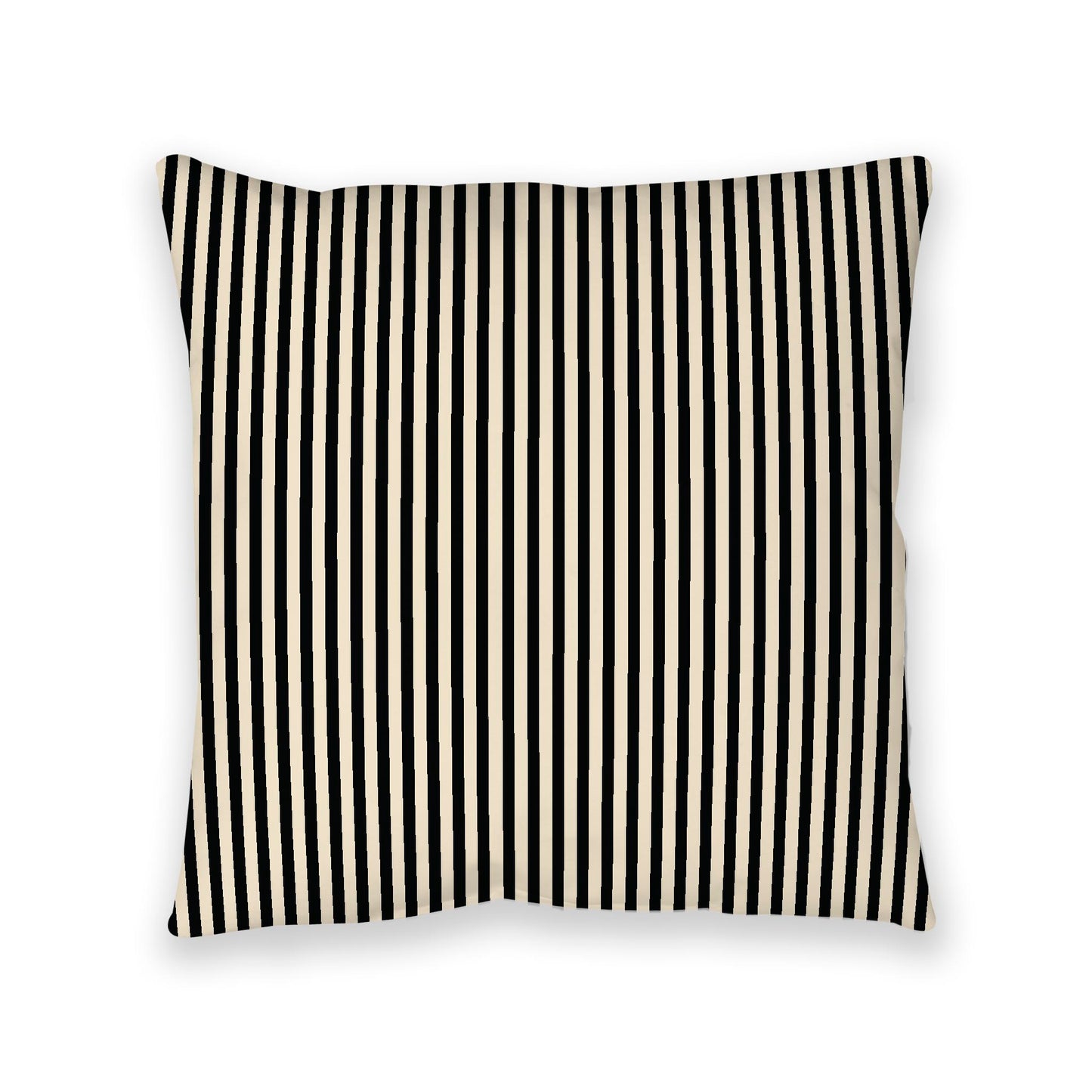 Beige Spun Polyester Floor Pillow, Thin Black Bars on Top, Beige Bottom, 40 x 40 inches