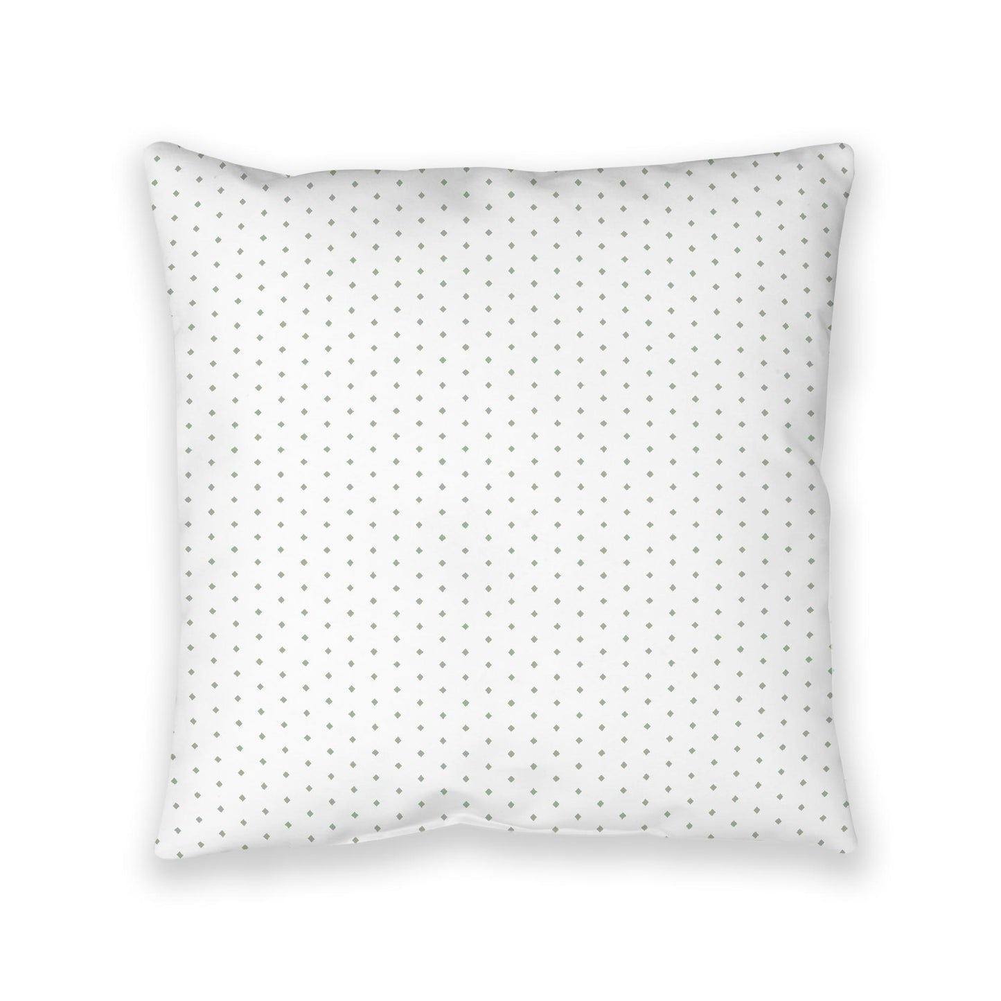 White Spun Polyester Floor Pillow, Green Diamonds on Top, White Bottom, 40 x 40 inches