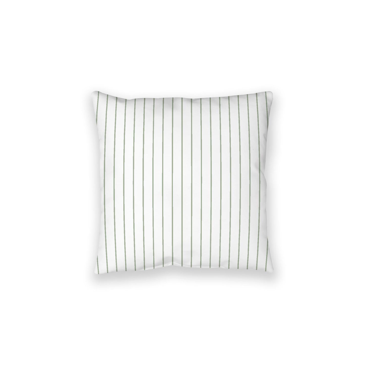 White Spun Polyester Floor Pillow, Green Stripes on Top, White Bottom, 28 x 28 inches