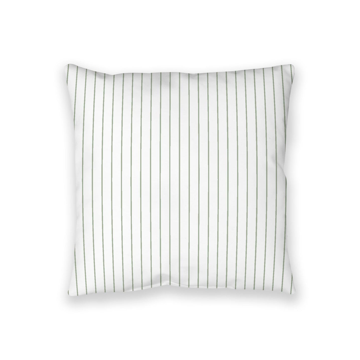 White Spun Polyester Floor Pillow, Green Stripes on Top, White Bottom, 36 x 36 inches